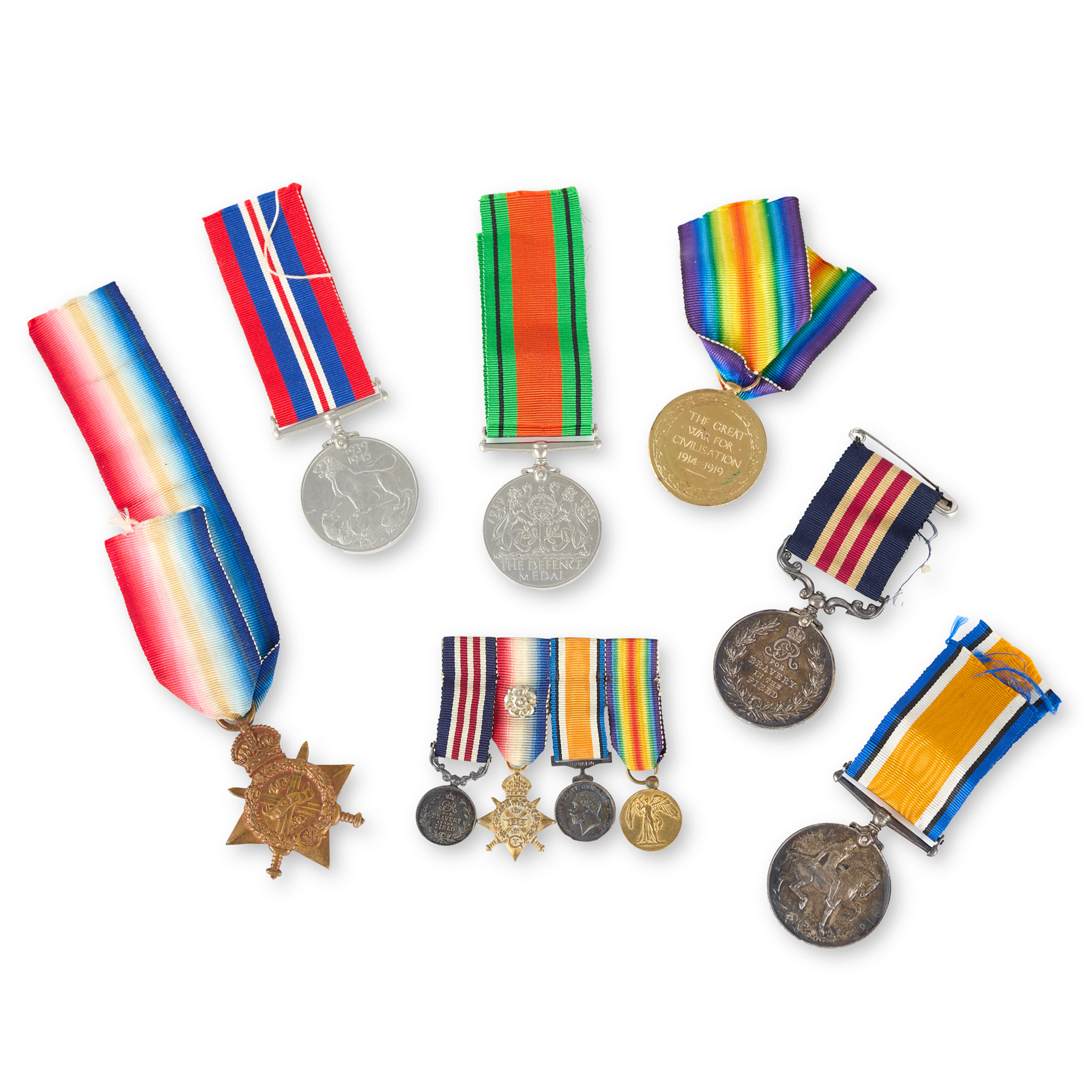 A WWI MILITARY MEDAL AND WWI GROUP