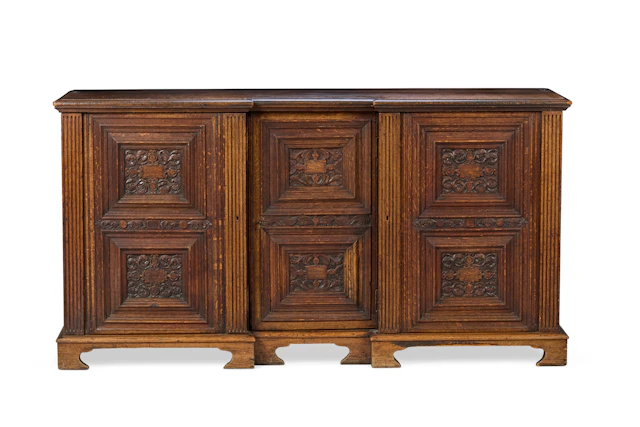 LOUIS XIII STYLE CARVED OAK BUFFET