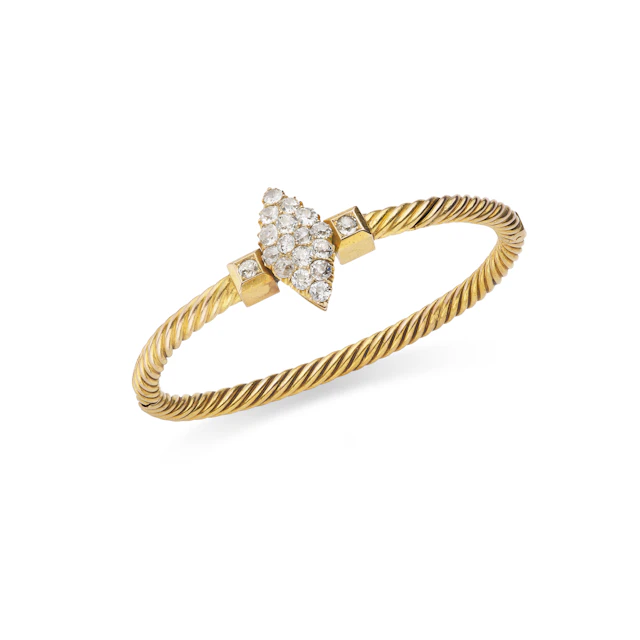 A late 19th century diamond bangle