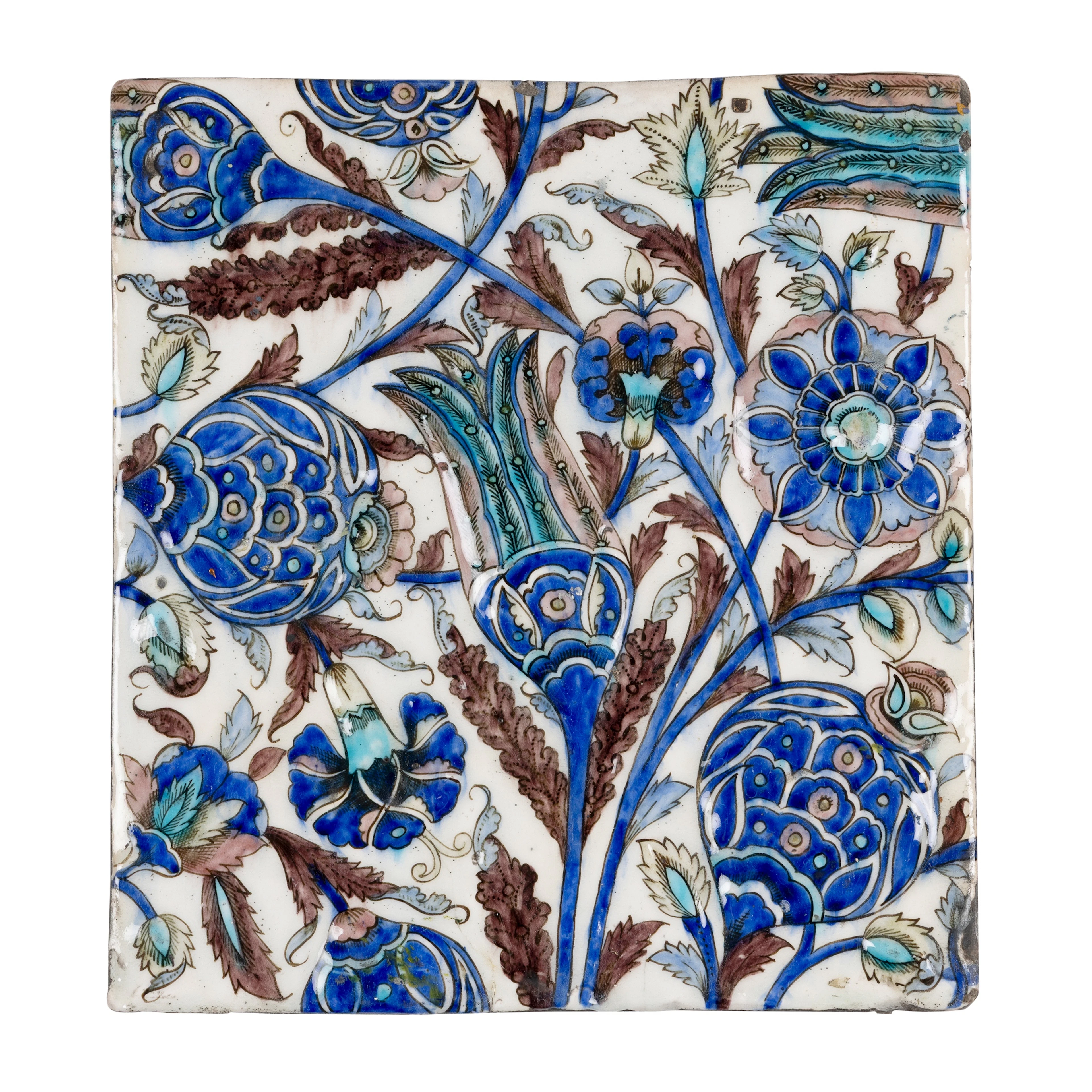 AN IZNIK-STYLE QAJAR POTTERY TILE