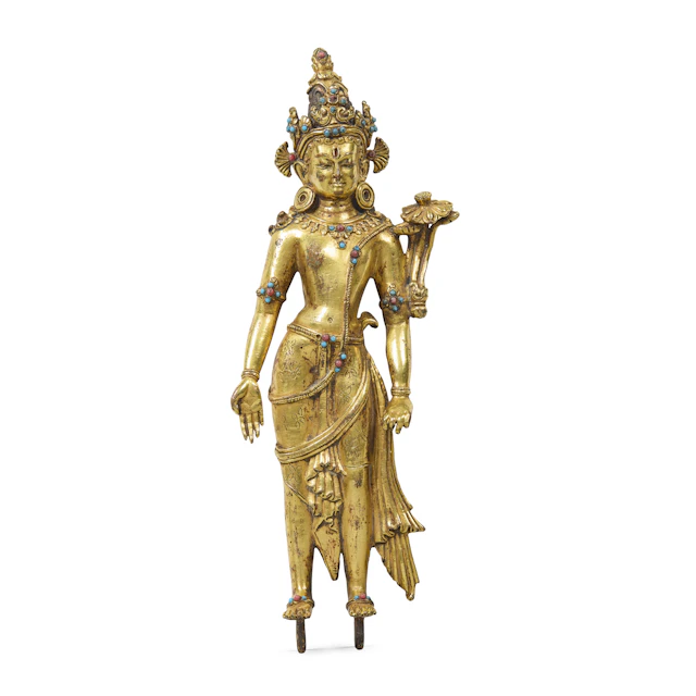 NEPALESE GILT-BRONZE FIGURE OF PADMAPANI LOKESHVARA