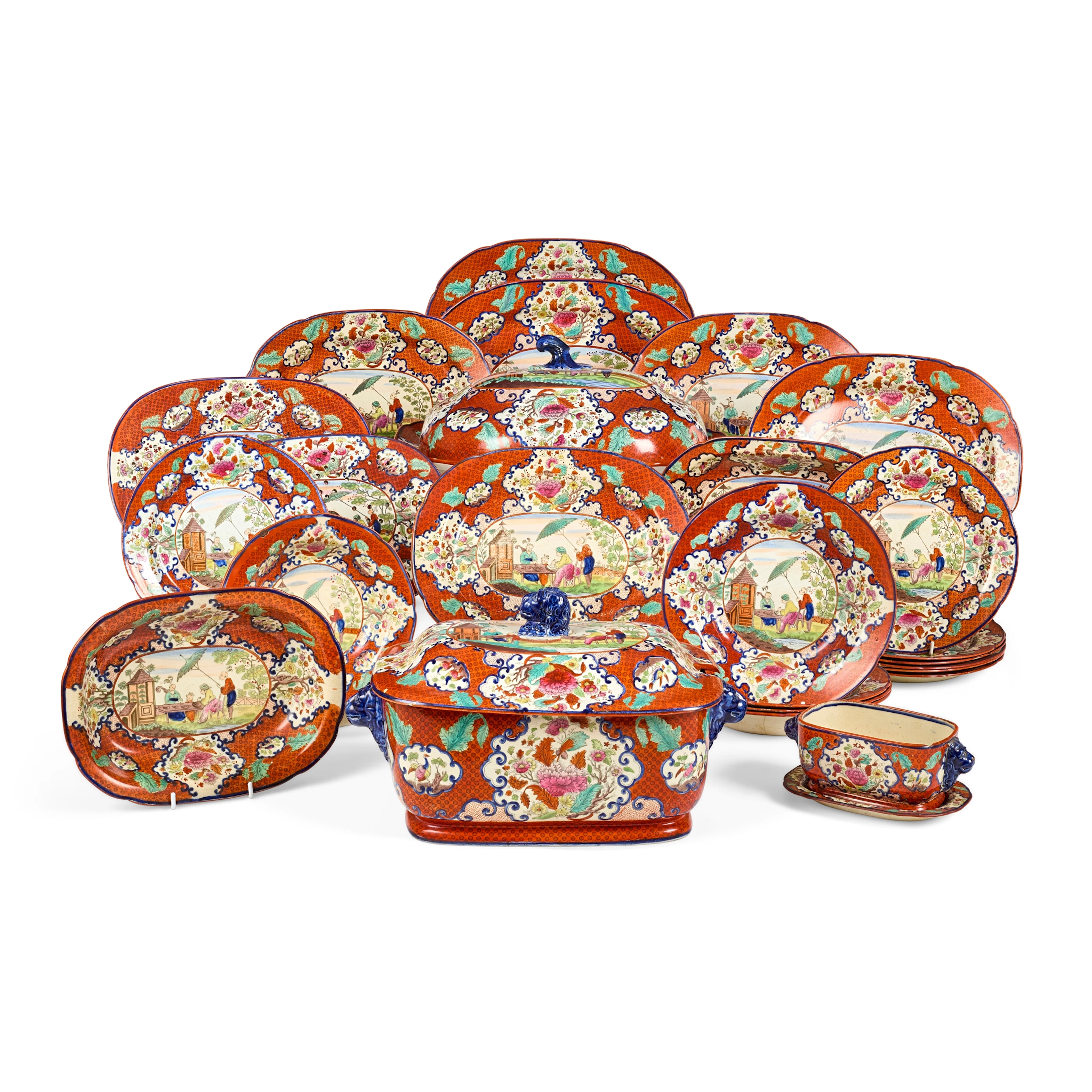 PEARLWARE PART DINNER SERVICE IN 'THE APOTHECARY' PATTERN