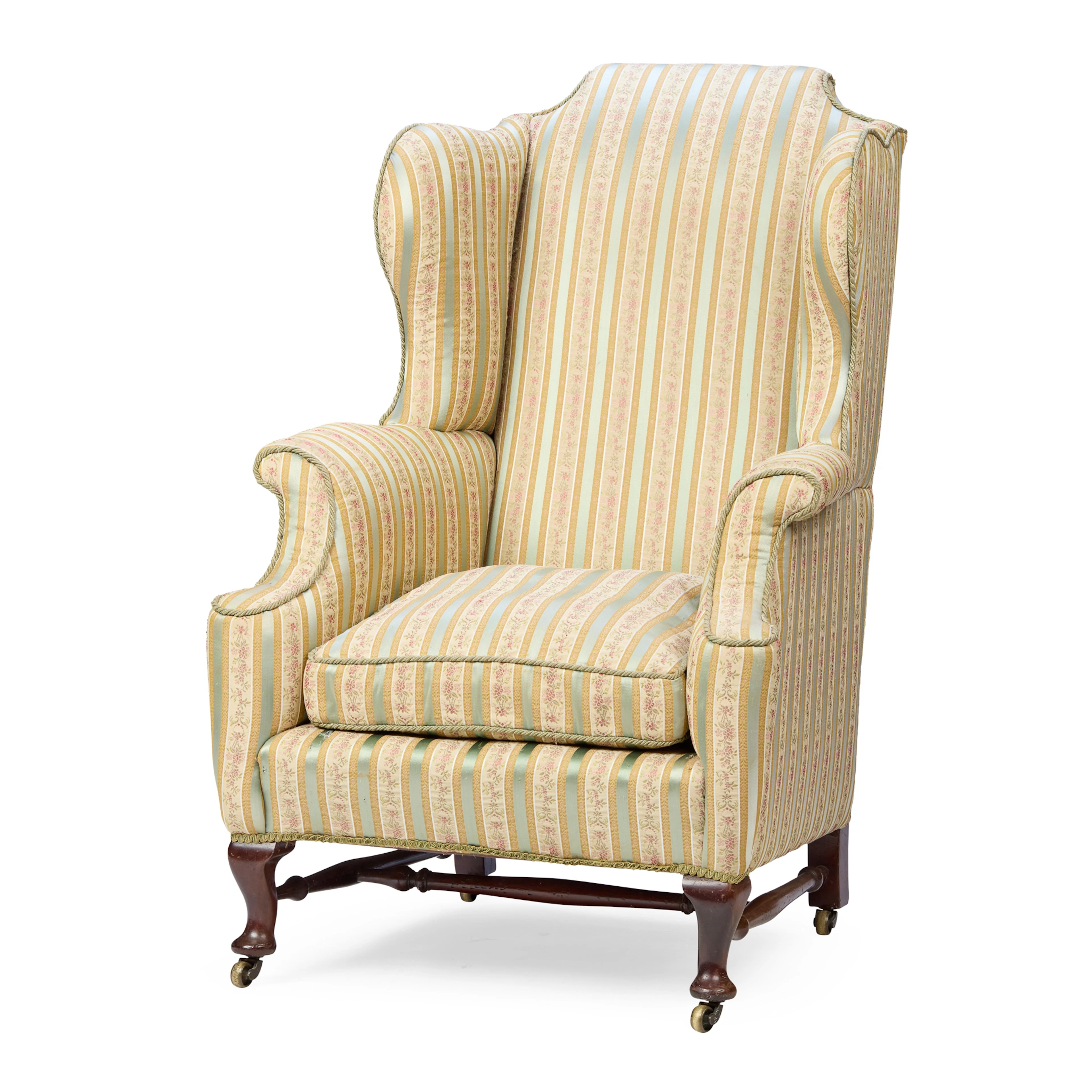 QUEEN ANNE STYLE MAHOGANY WING ARMCHAIR