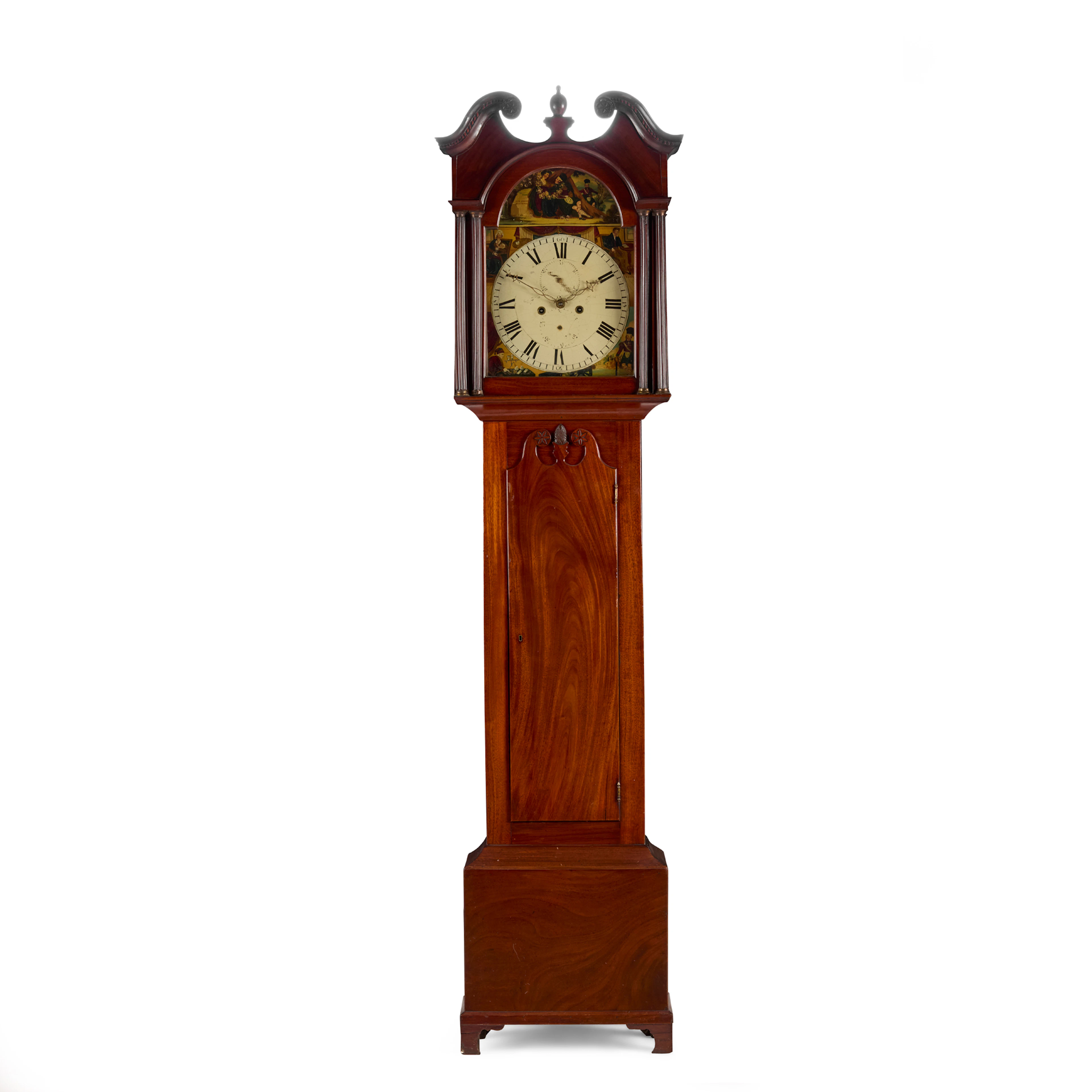 SCOTTISH LATE REGENCY MAHOGANY PAINTED DIAL LONGCASE CLOCK