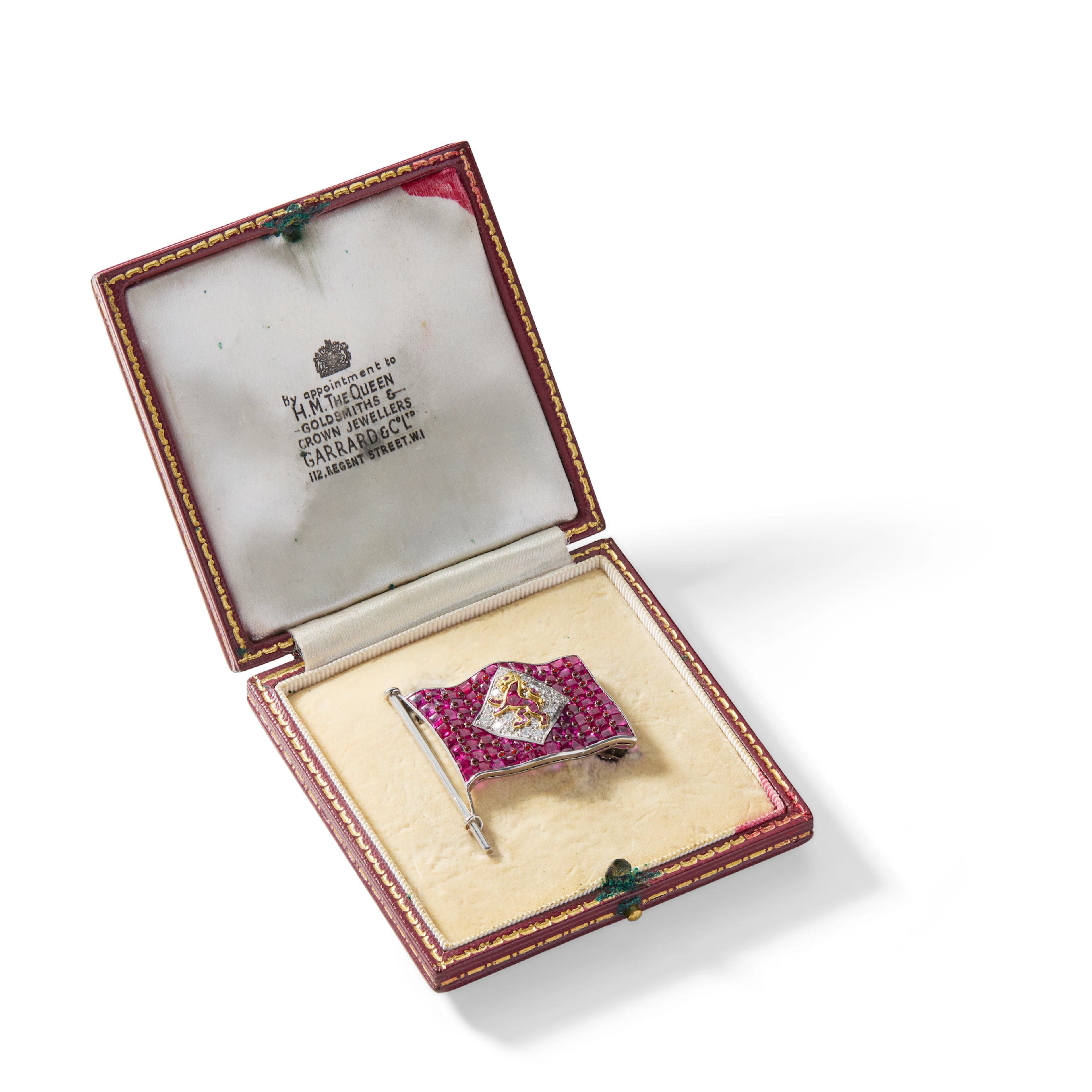 Garrard & Co. (attributed): A ruby and diamond nautical flag brooch, circa 1958