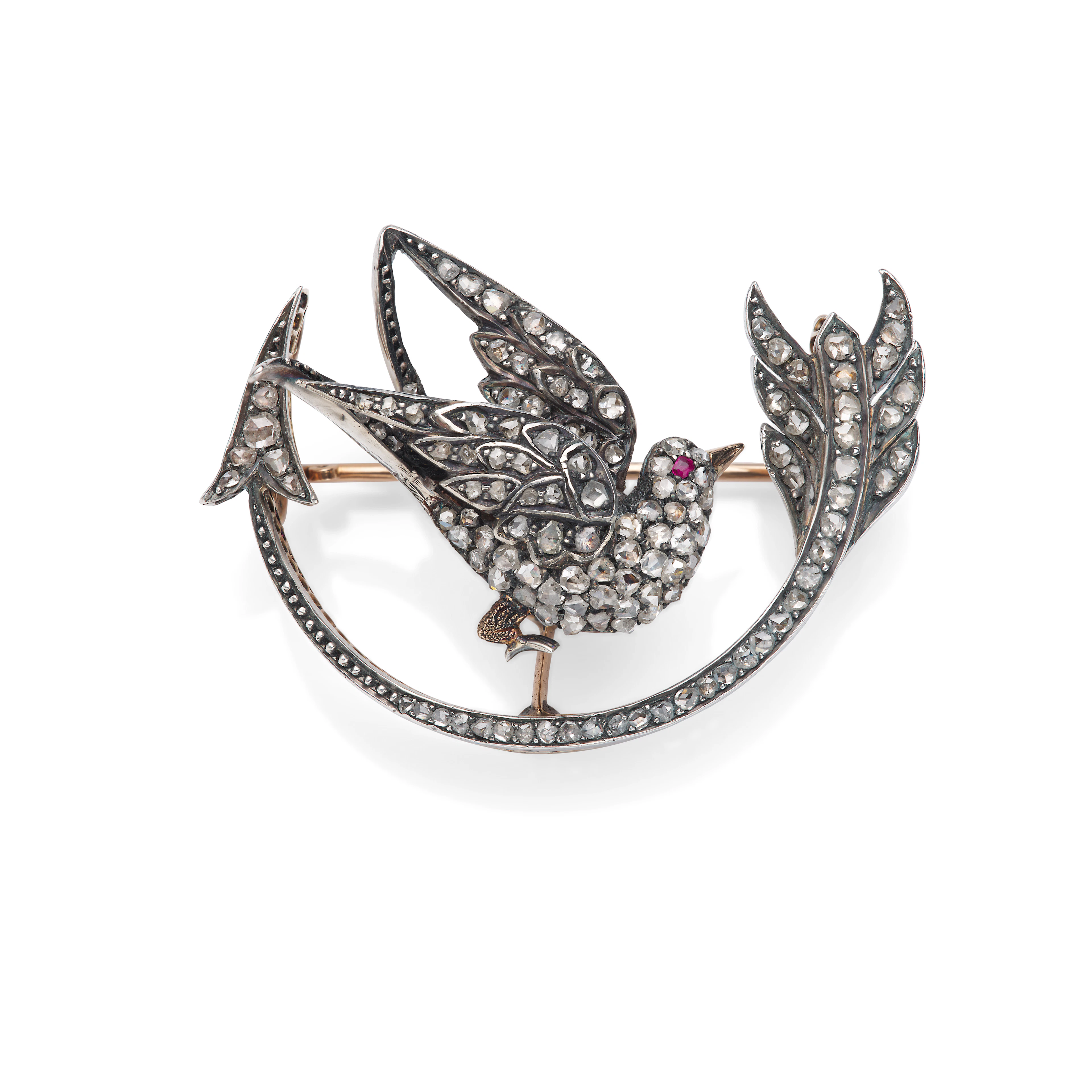 A late 19th century diamond bird brooch / pendant