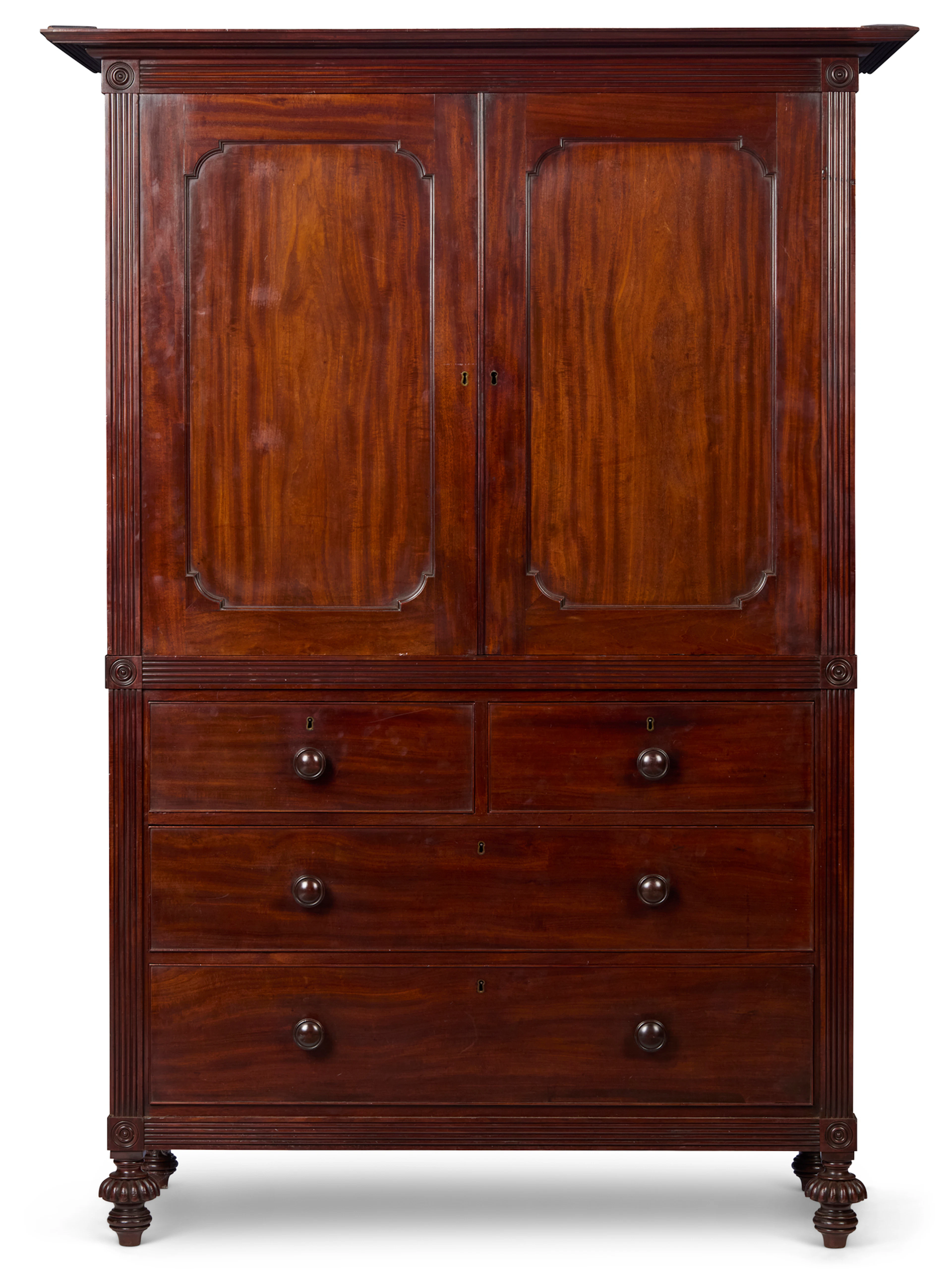 REGENCY MAHOGANY LINEN PRESS, POSSIBLY CHANNEL ISLANDS