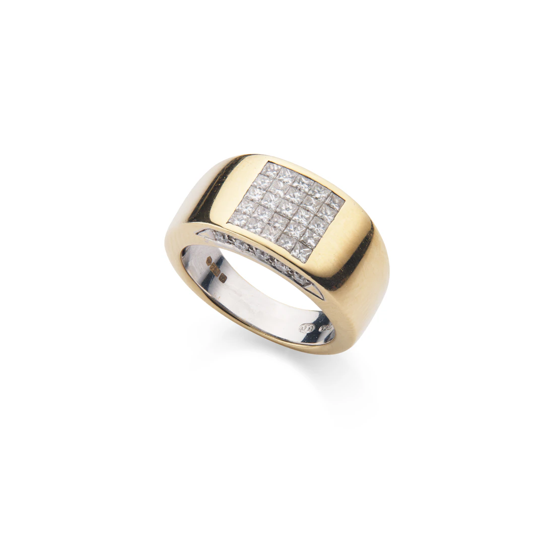 A gold and diamond ring