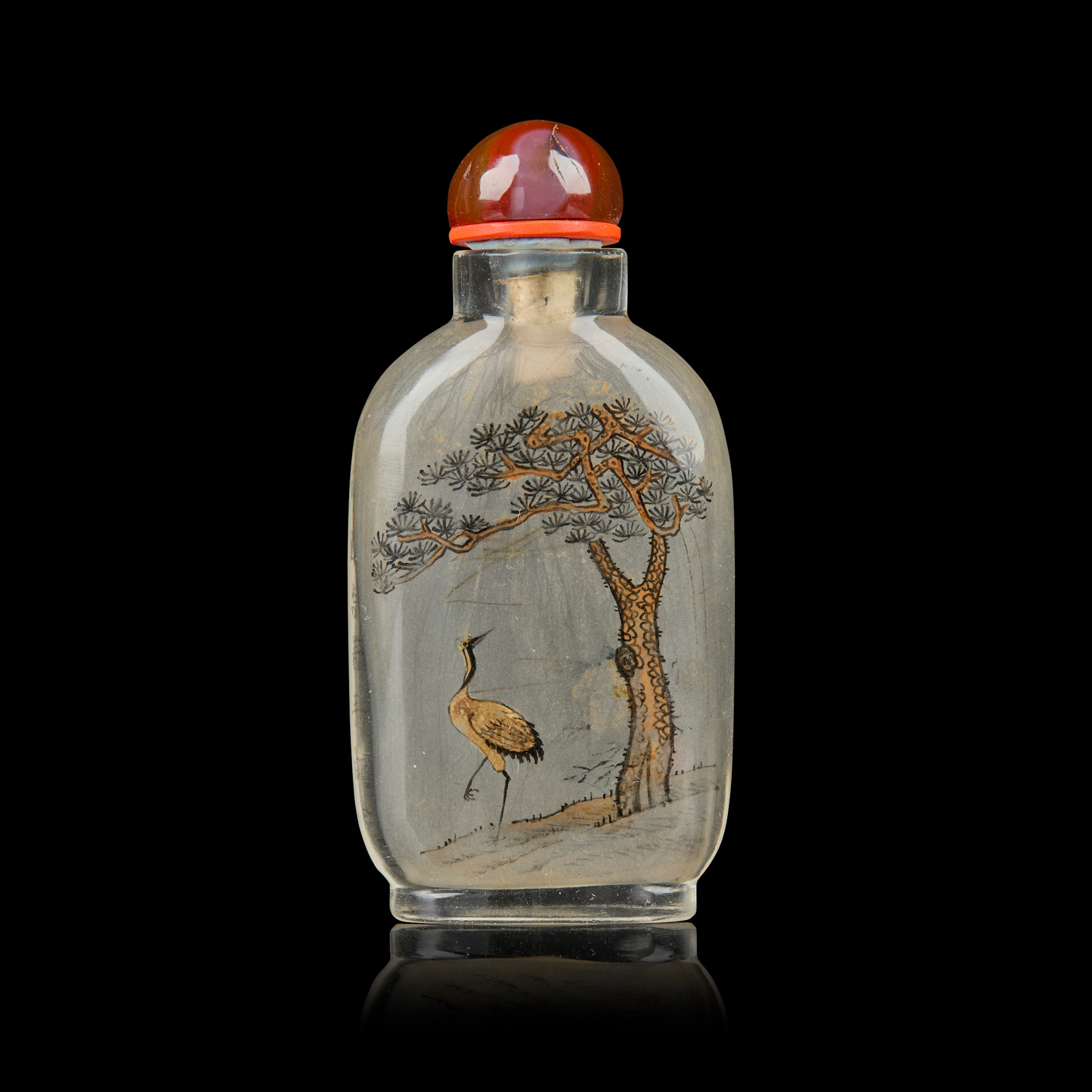 [PRIVATE ENGLISH COLLECTION] CHINESE INSIDE-PAINTED 'CRANE AND PINE'