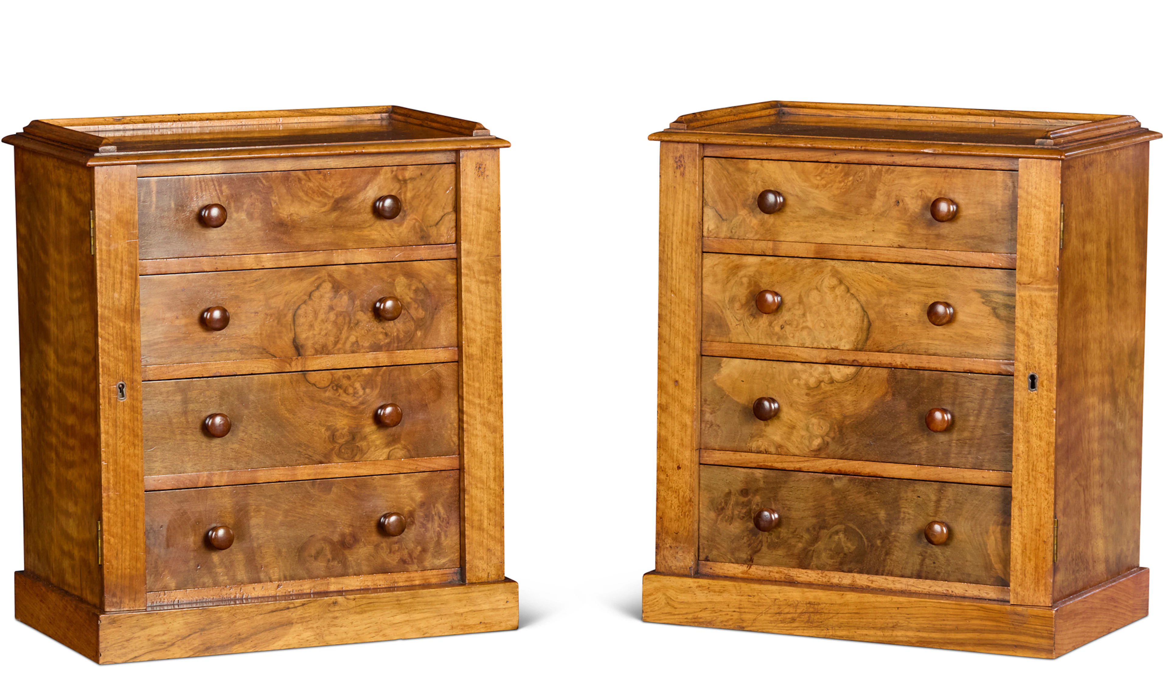 PAIR OF VICTORIAN WALNUT TABLE TOP WELLINGTON CHESTS