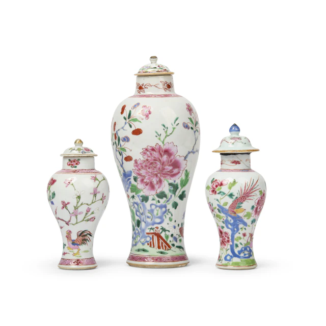 [PRIVATE SCOTTISH COLLECTION, EDINBURGH] GROUP OF THREE CHINESE FAMILLE