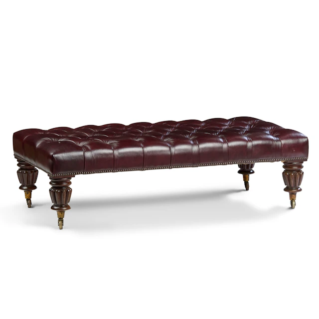 WILLIAM IV MAHOGANY AND LEATHER UPHOLSTERED CENTRE STOOL