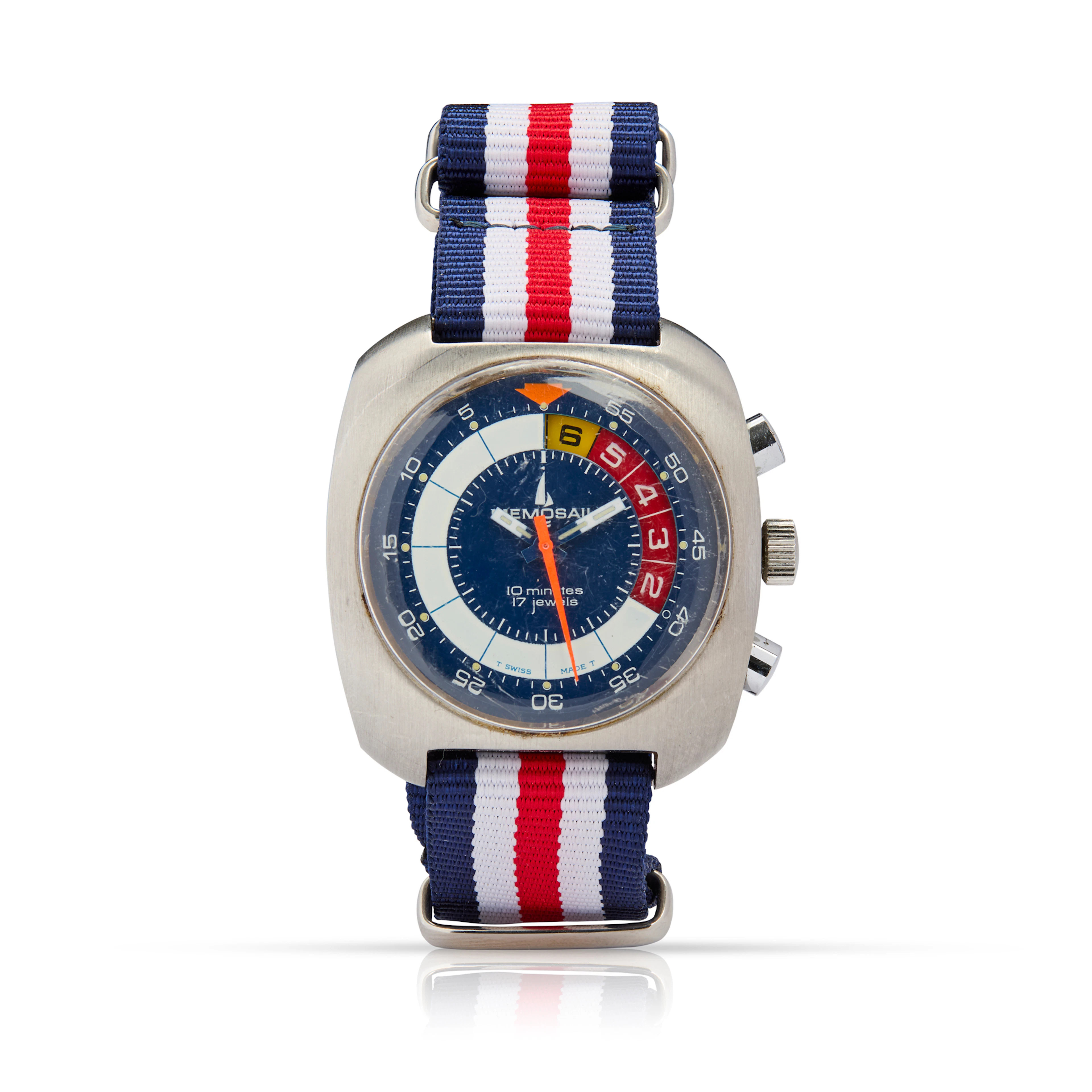 MemoSail. An unusual stainless steel wristwatch with 10 minute count-down timer