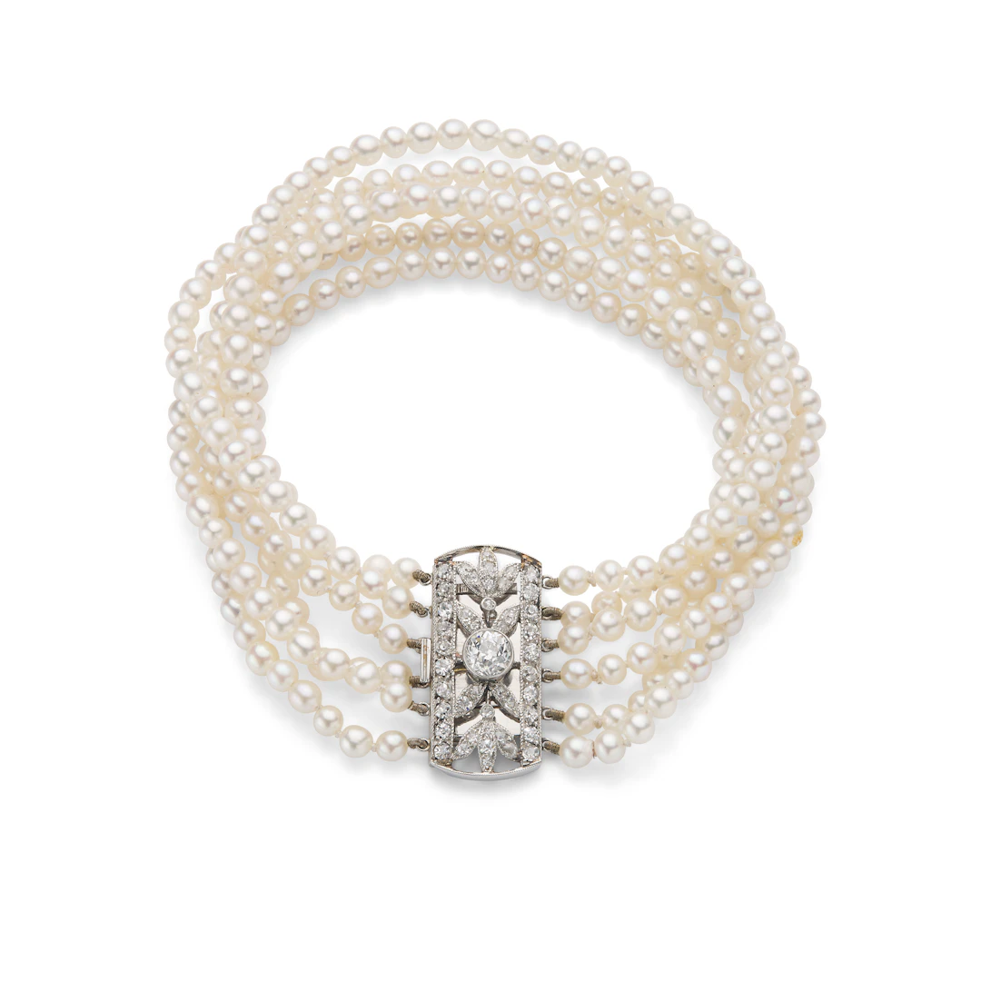 A seed pearl and diamond 'Garland' bracelet, circa 1910