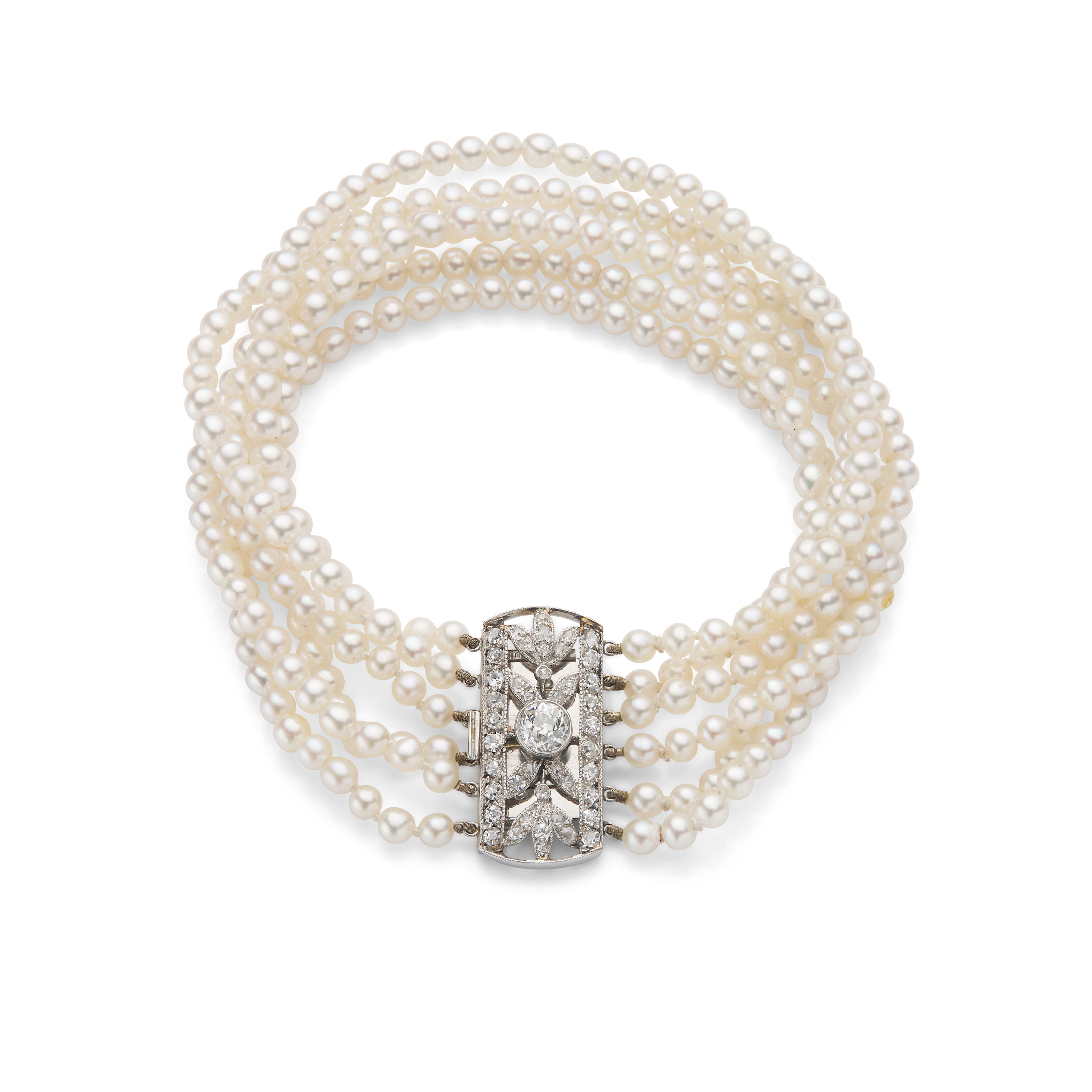 A seed pearl and diamond 'Garland' bracelet, circa 1910