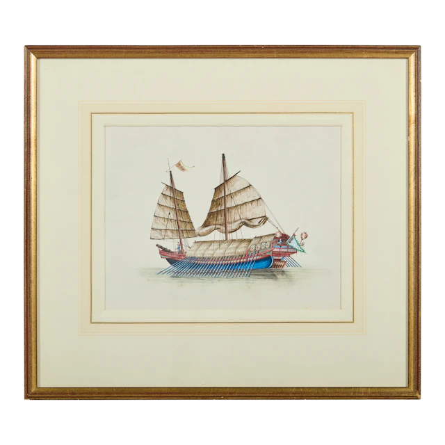 SET OF SEVEN CHINESE 'JUNK' PAINTINGS