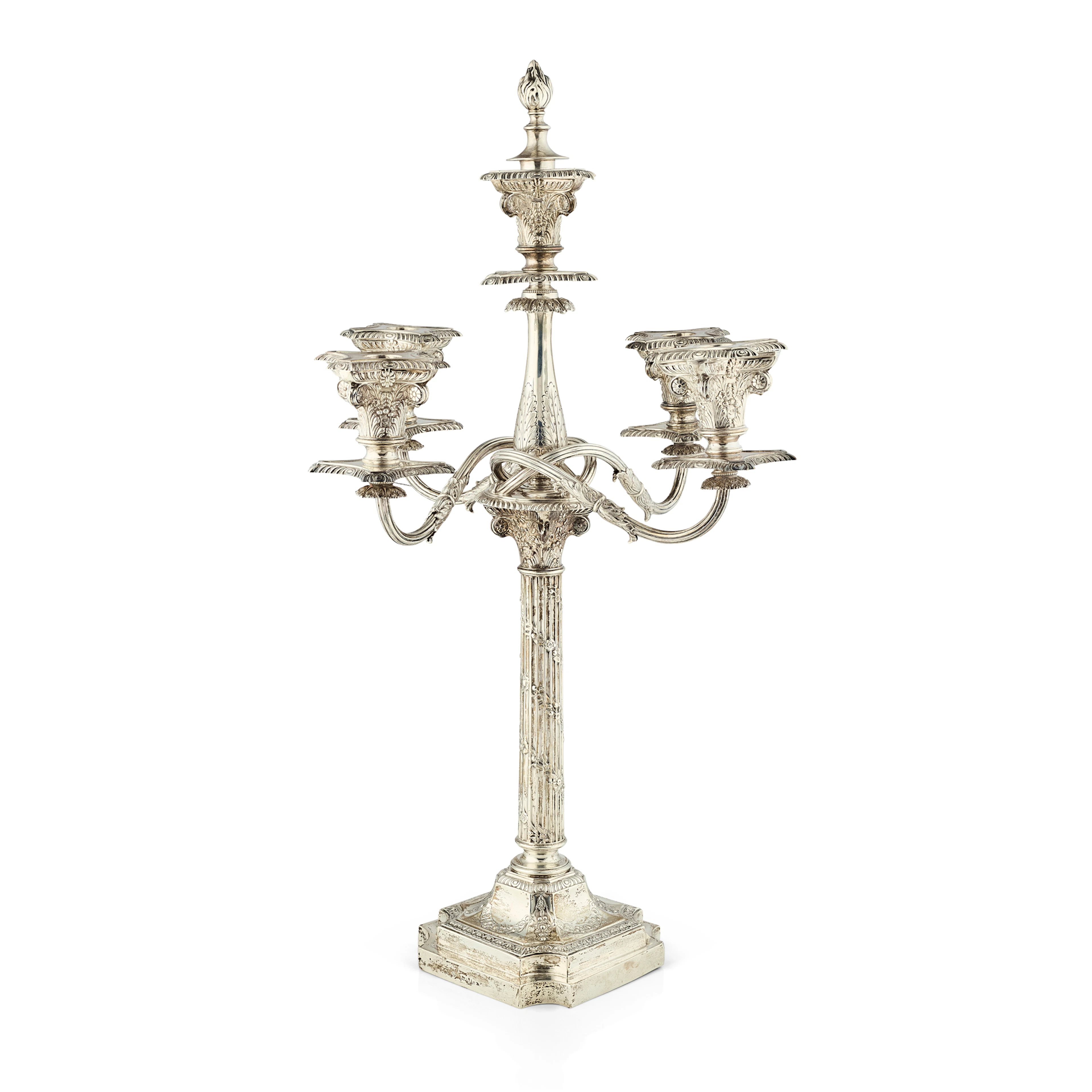 A LARGE LATE VICTORIAN FIVE LIGHT CANDELABRA