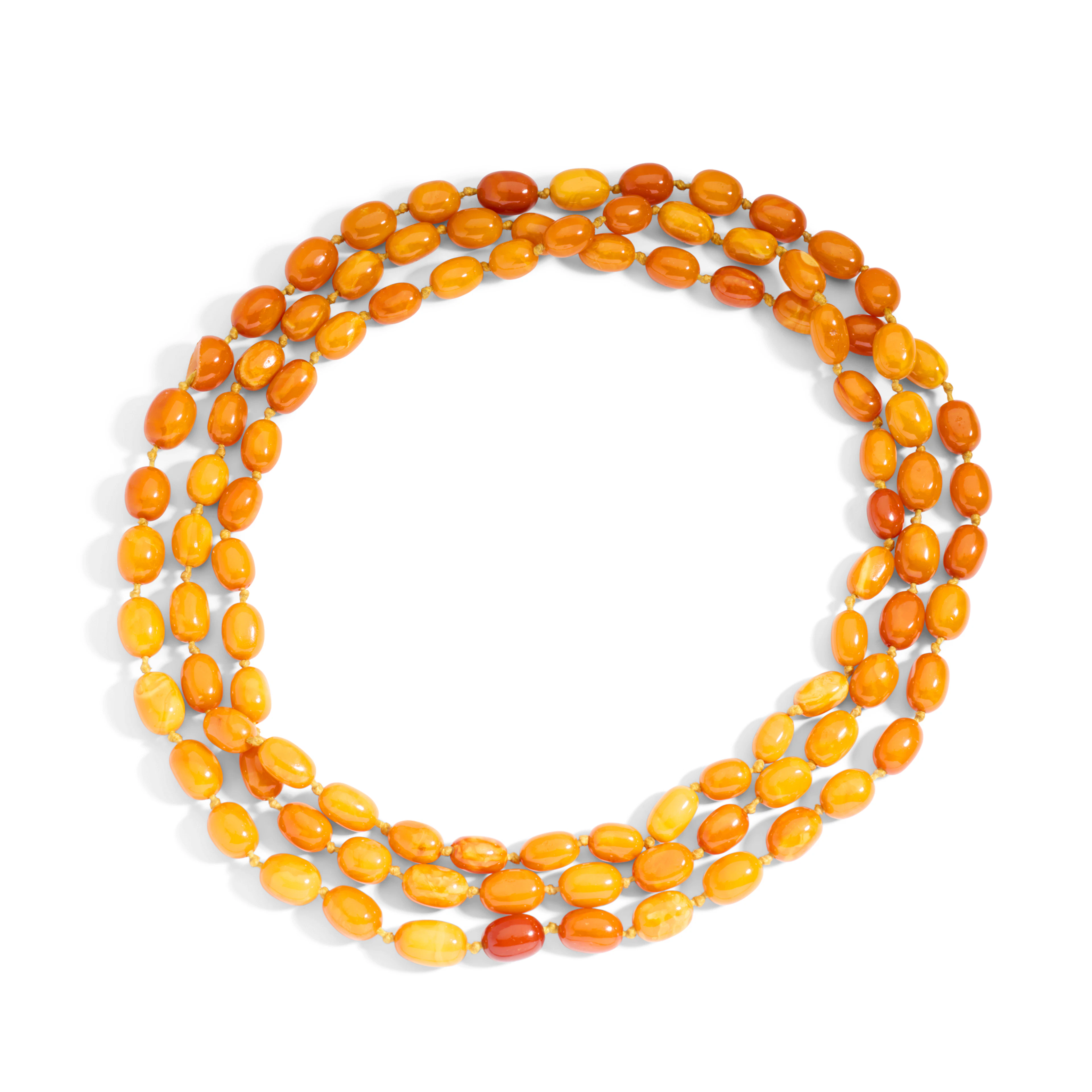 An amber bead necklace