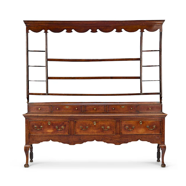 GEORGE III OAK DRESSER BASE AND PLATE RACK