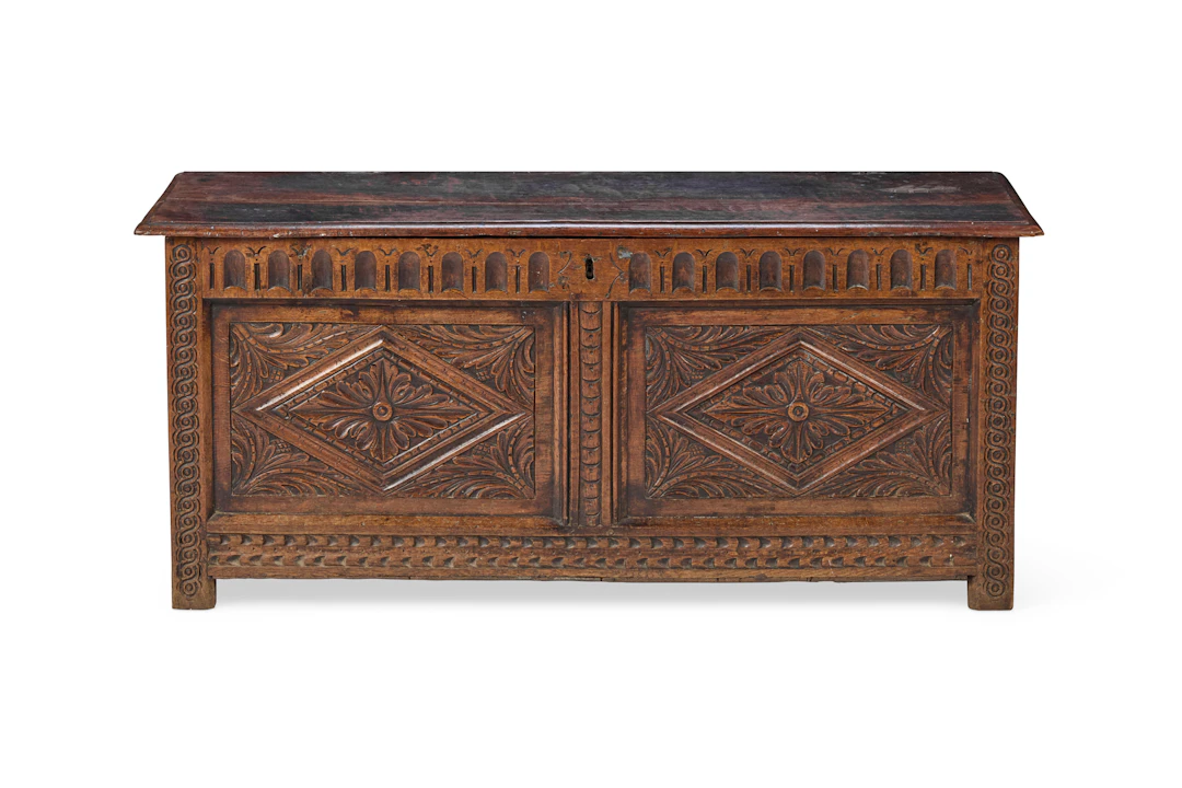 CARVED OAK COFFER