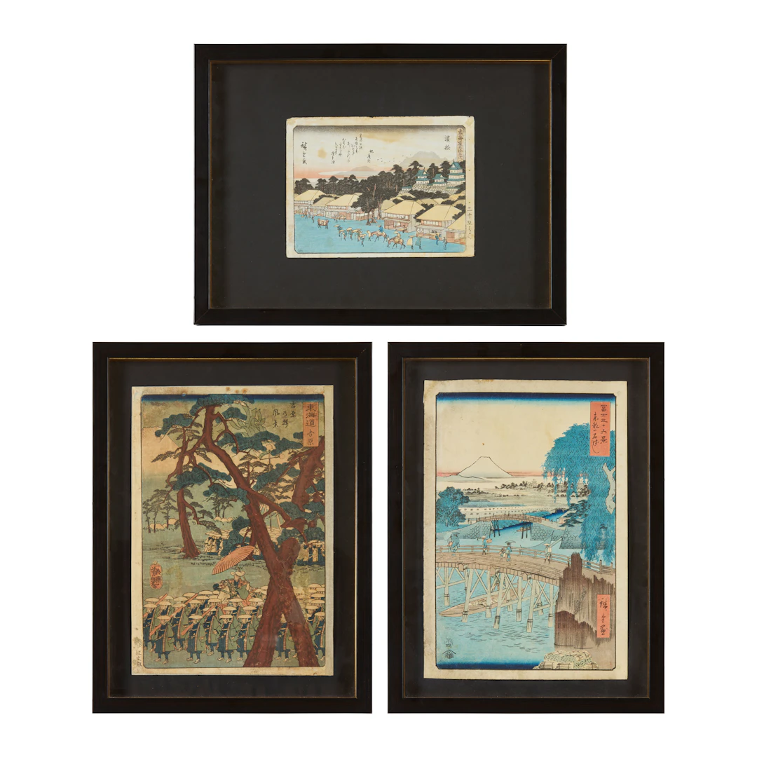 [COLLECTION OF A. PARVIN] GROUP OF THREE JAPANESE WOODBLOCK PRINTS