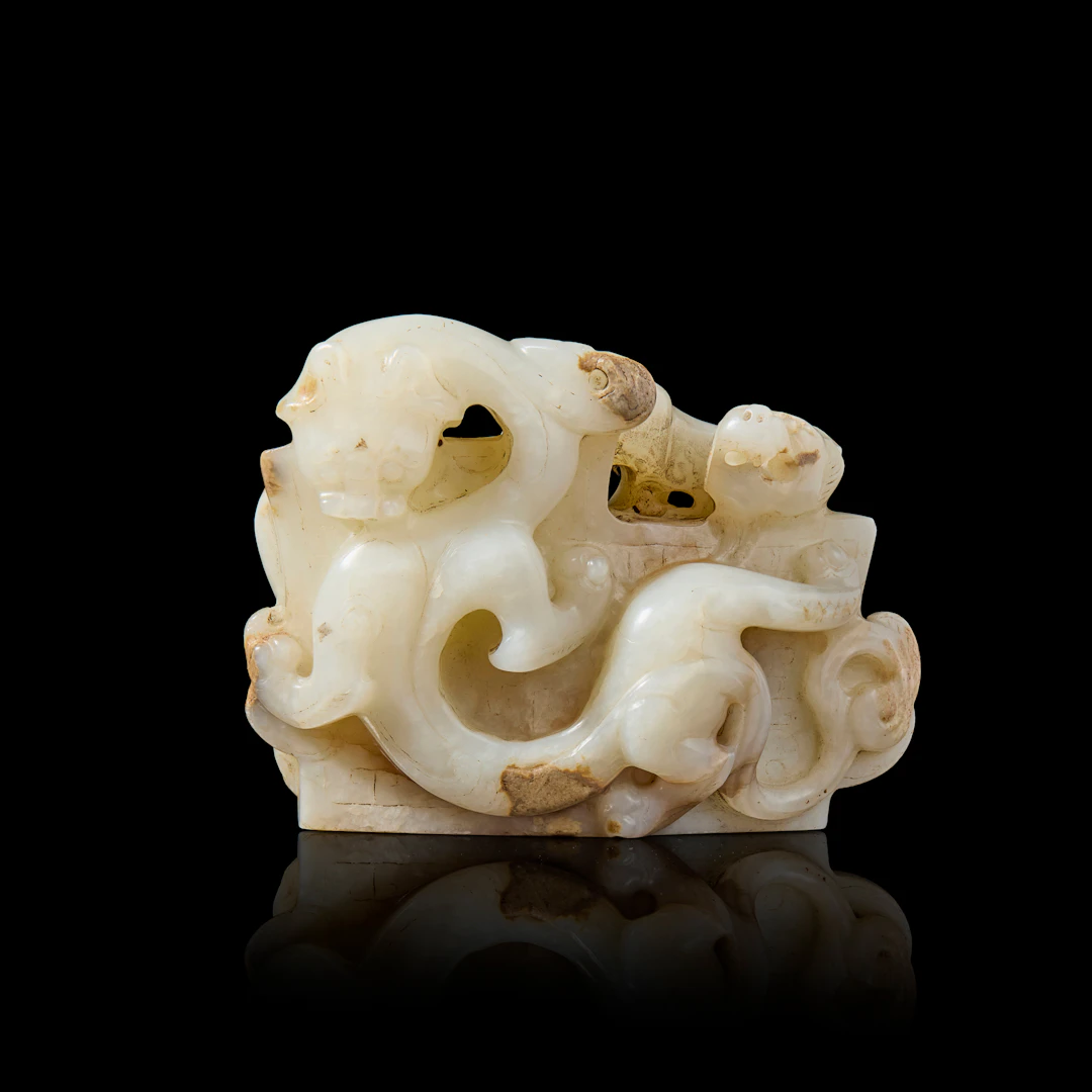 WHITE JADE 'DRAGON' SWORD ORNAMENT