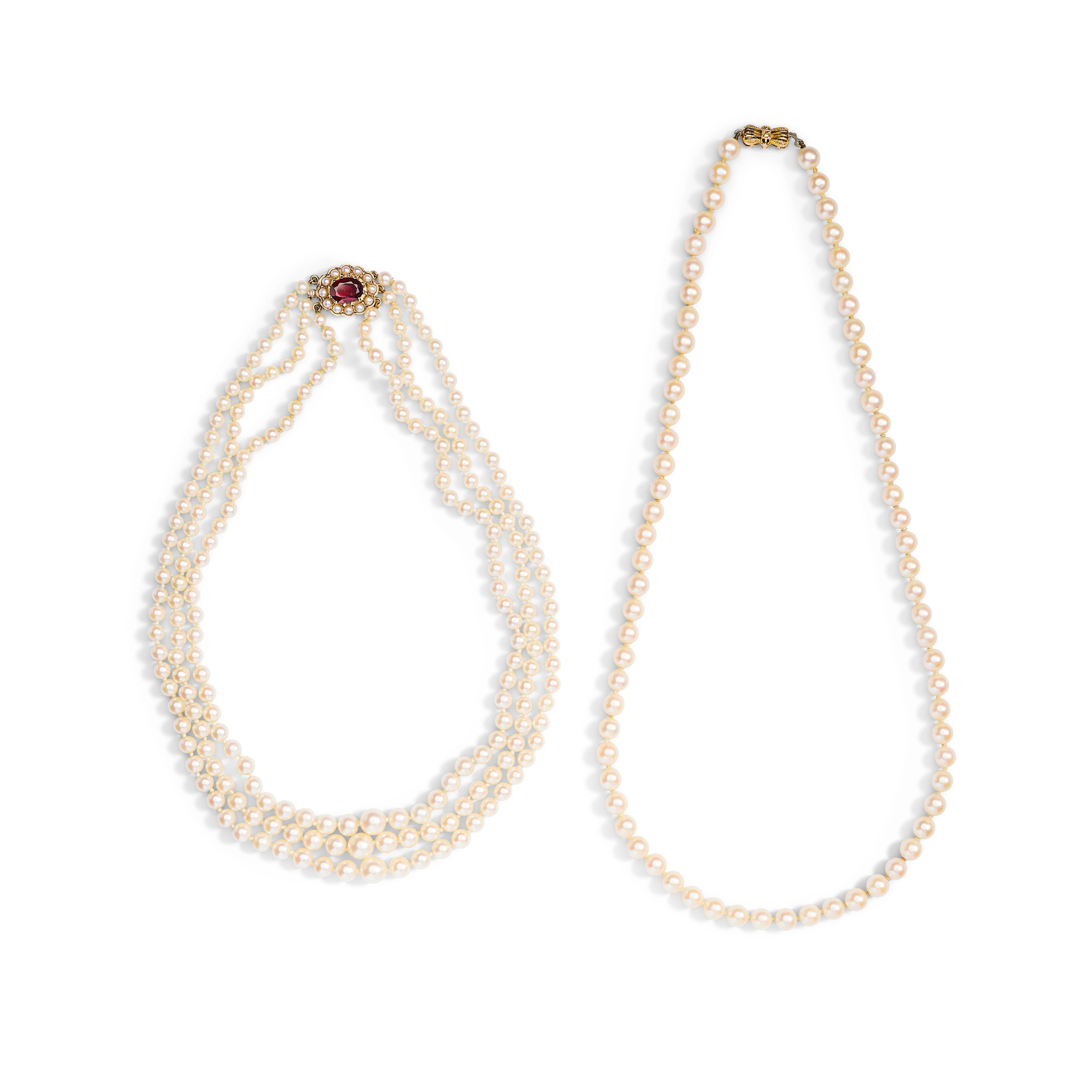 Two cultured pearl necklaces