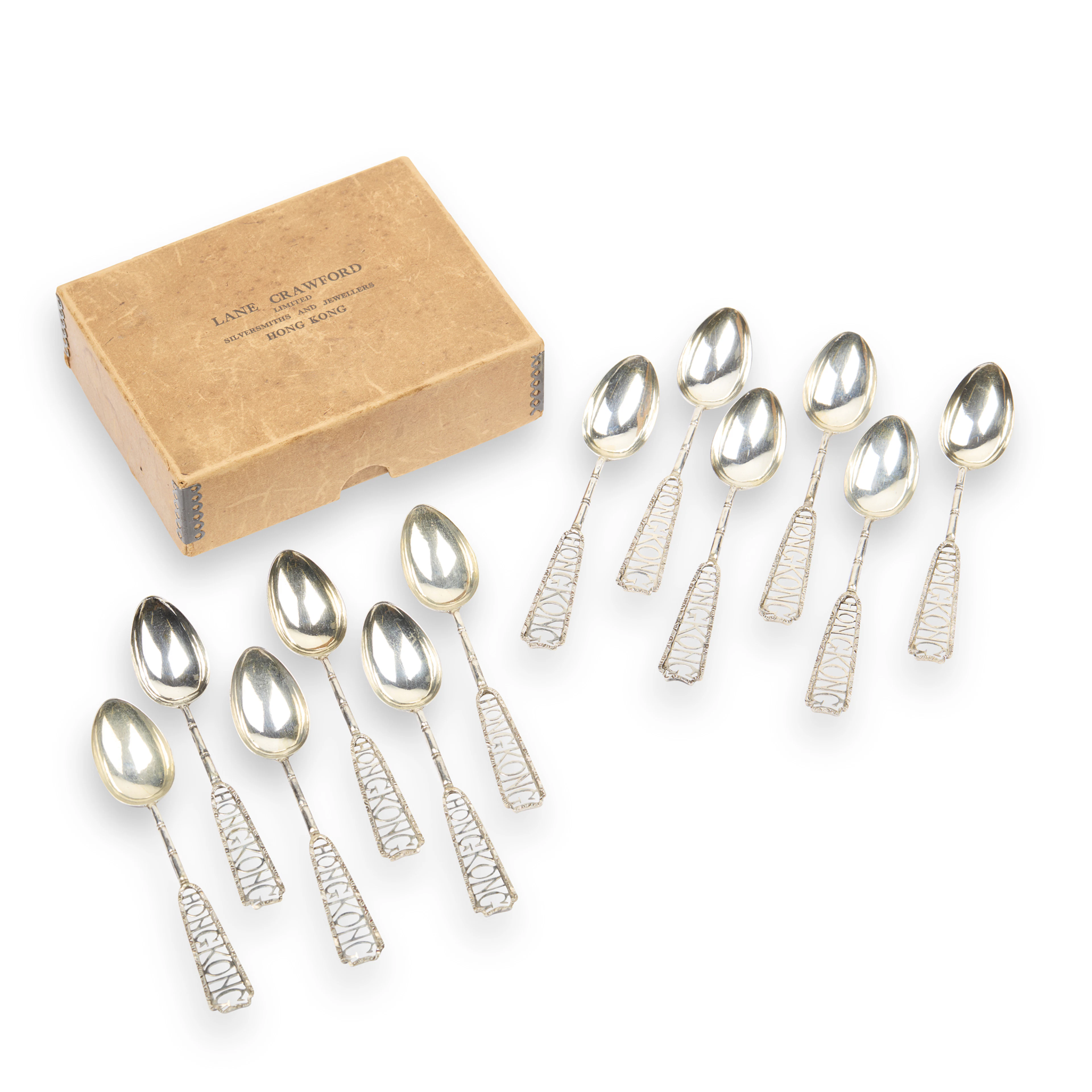 [DRINKING CULTURE] SET OF TWELVE CHINESE SILVER 'HONG KONG' TEASPOONS