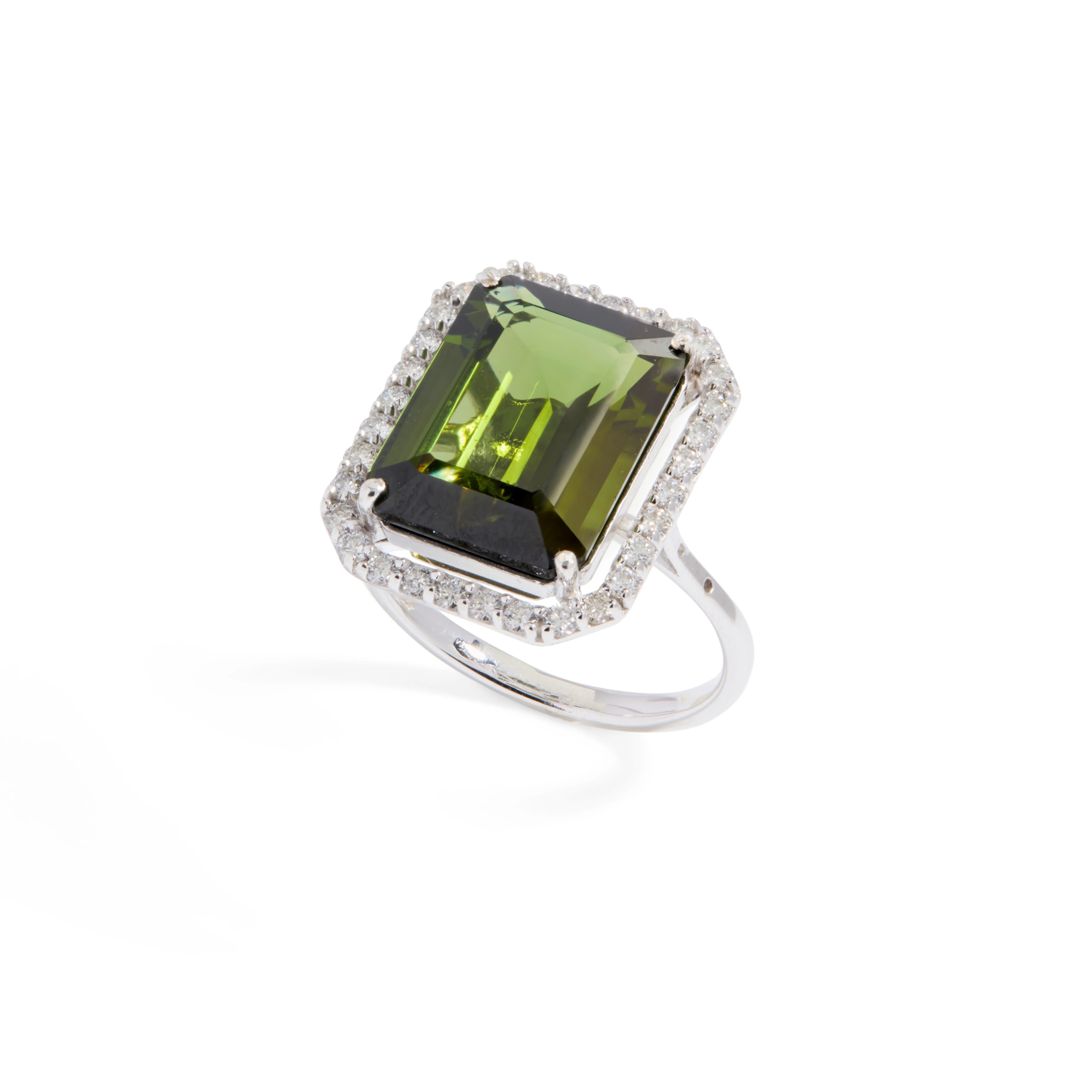 A 14ct gold green tourmaline and diamond cocktail ring