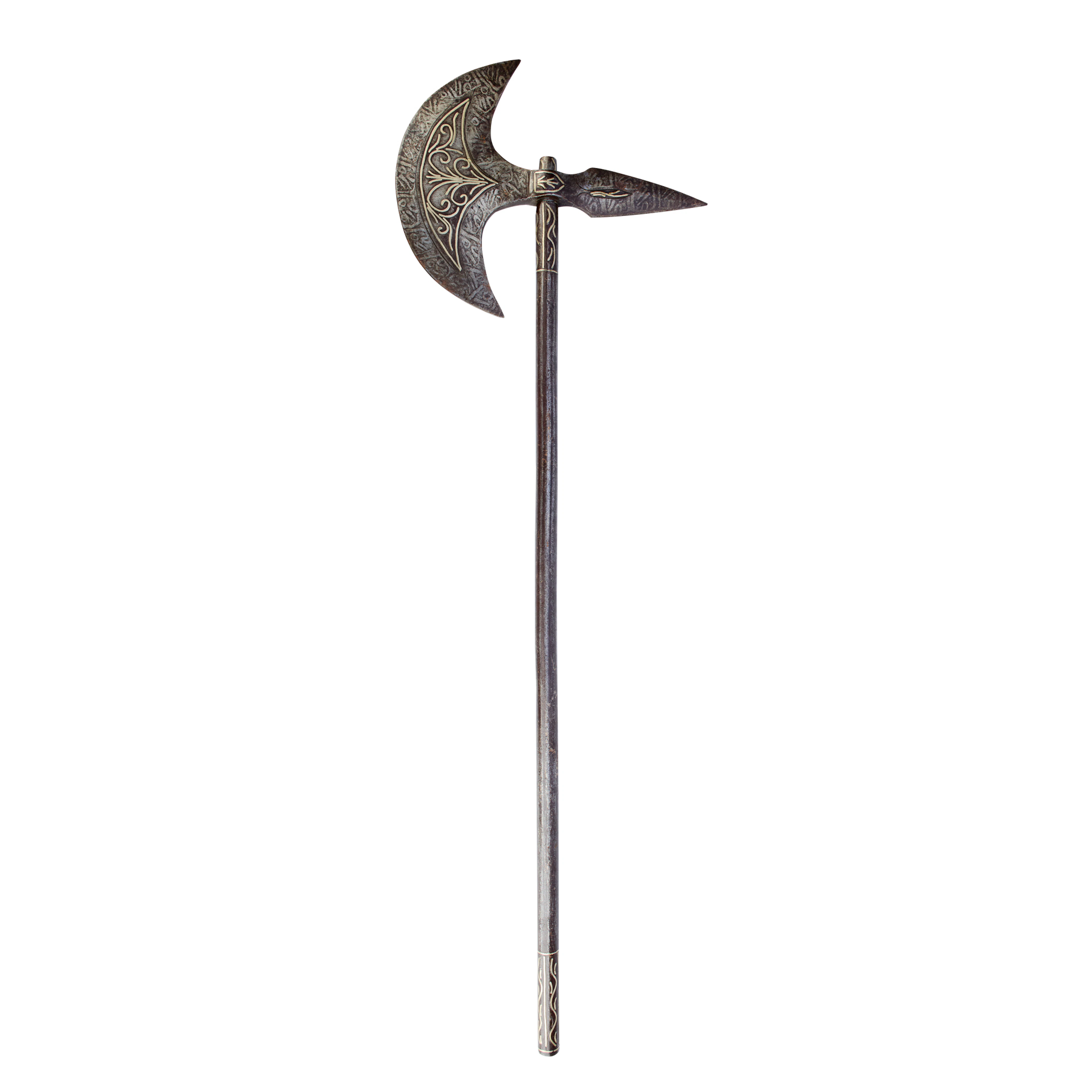 INDO-PERSIAN STEEL AND SILVER INLAID AXE [TABAR]