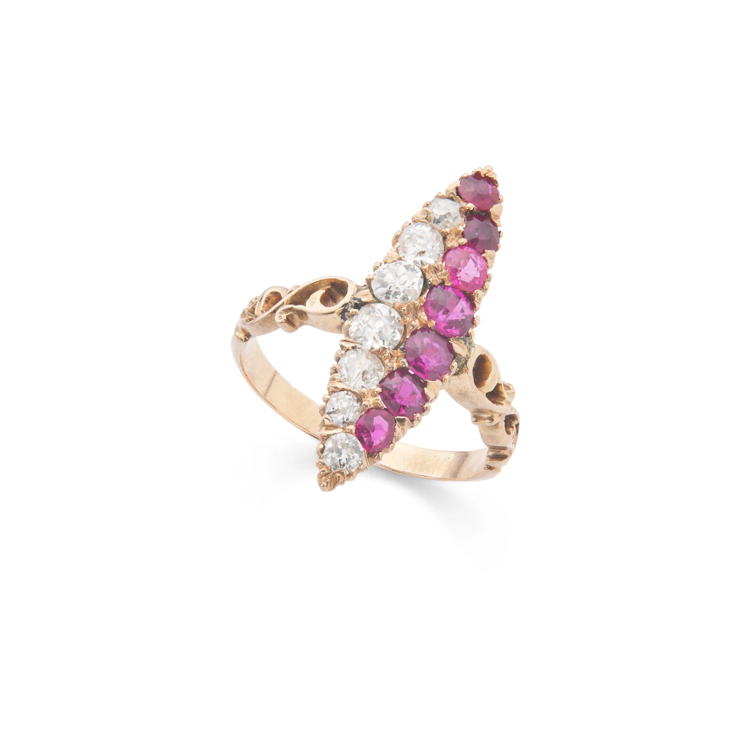 A ruby and diamond ring, circa 1900