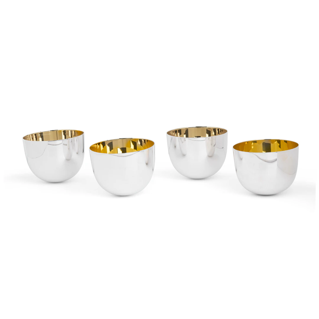 MATCHED SET OF FOUR CONTEMPORARY SILVER TUMBLERS