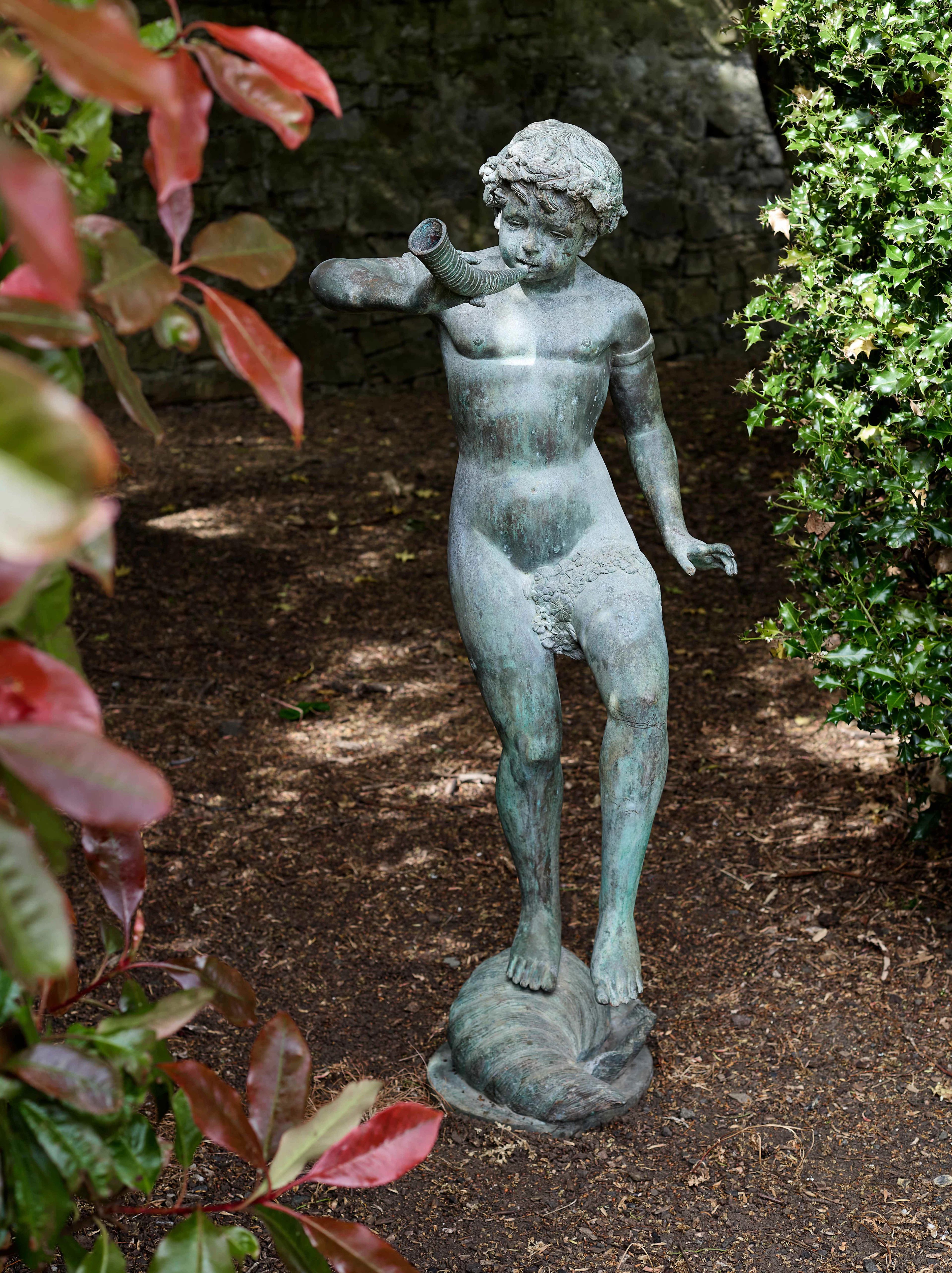 PATINATED BRONZE FOUNTAIN FIGURE OF THE YOUTH TRITON