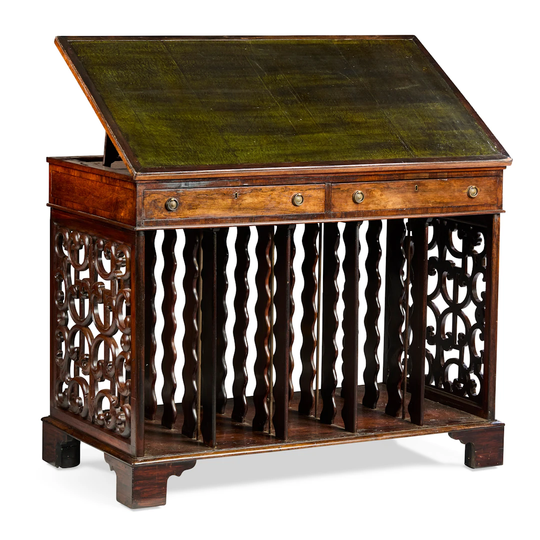 GEORGE III STYLE ROSEWOOD FOLIO TABLE, BY HOWARD & SONS