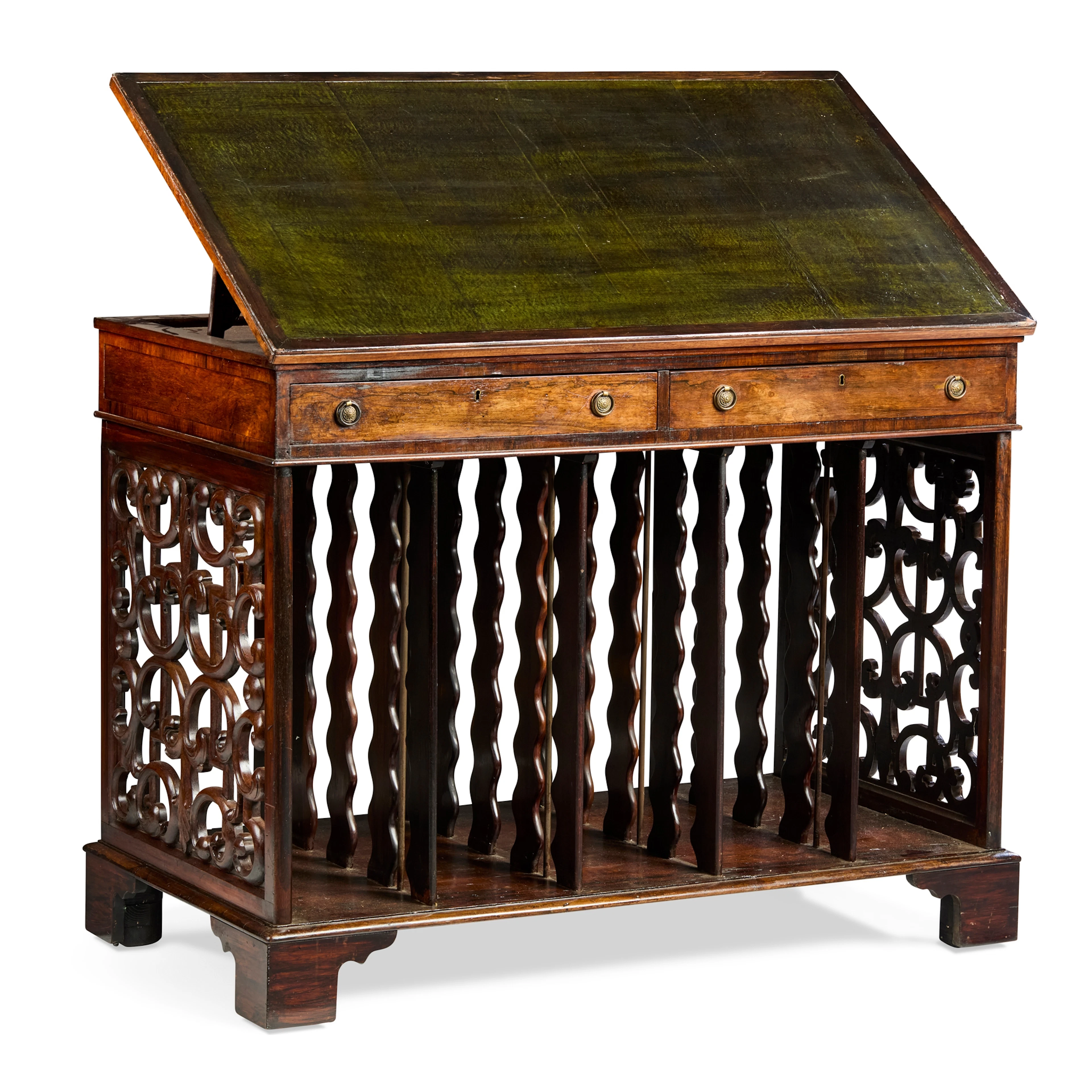 GEORGE III STYLE ROSEWOOD FOLIO TABLE, BY HOWARD & SONS