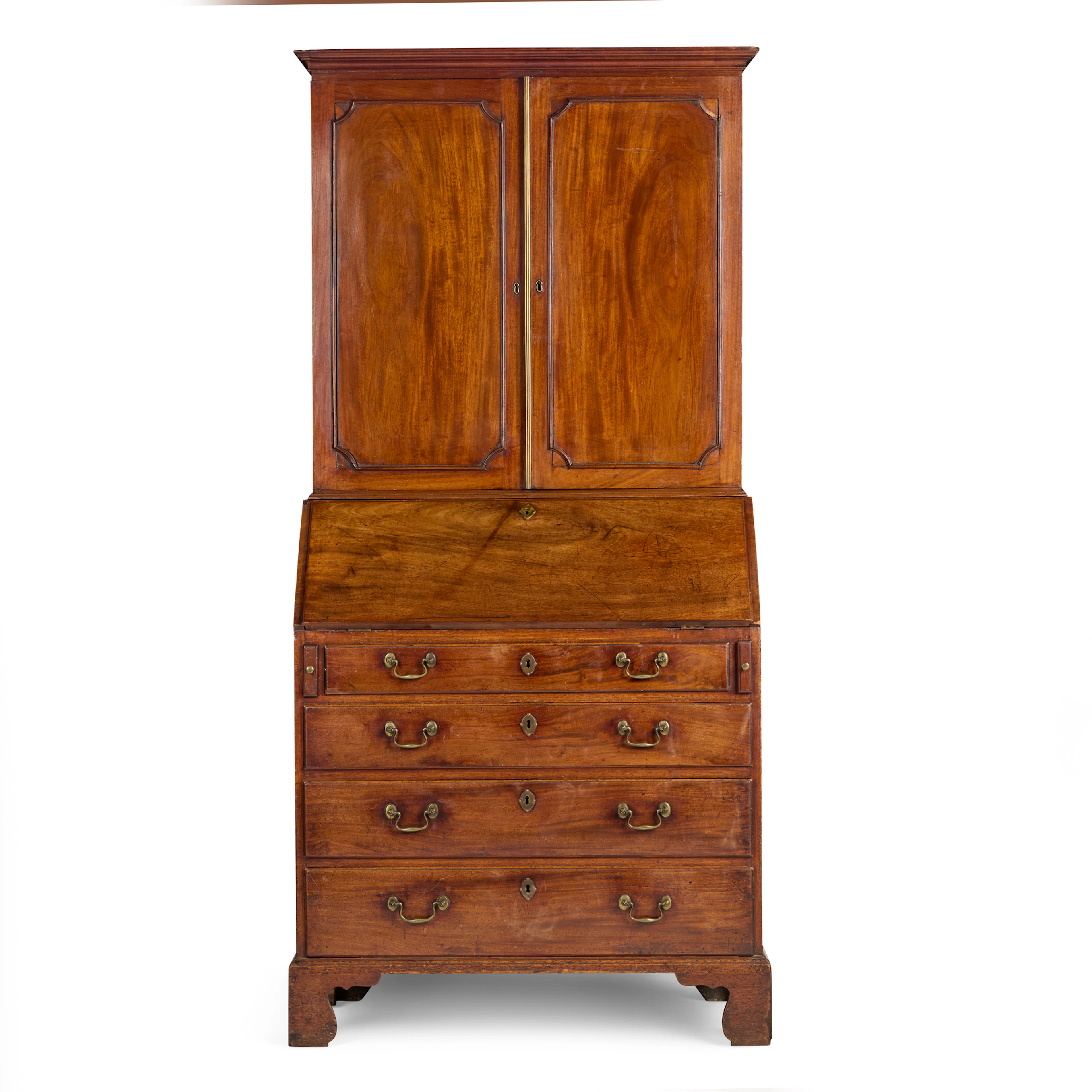 GEORGE III MAHOGANY BUREAU BOOKCASE