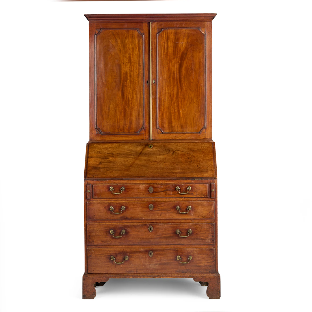 GEORGE III MAHOGANY BUREAU BOOKCASE