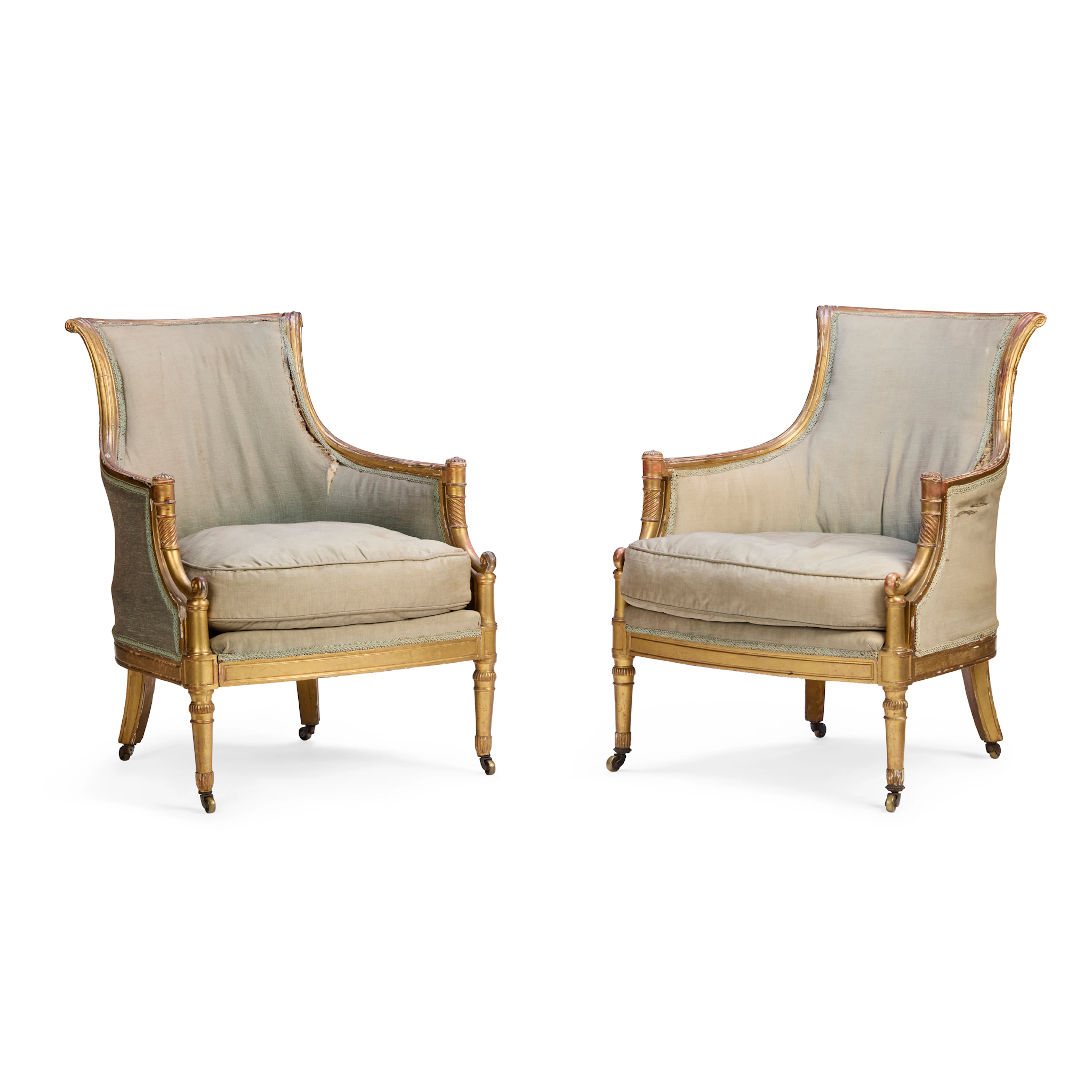 PAIR OF GEORGE III GILTWOOD BERGERES