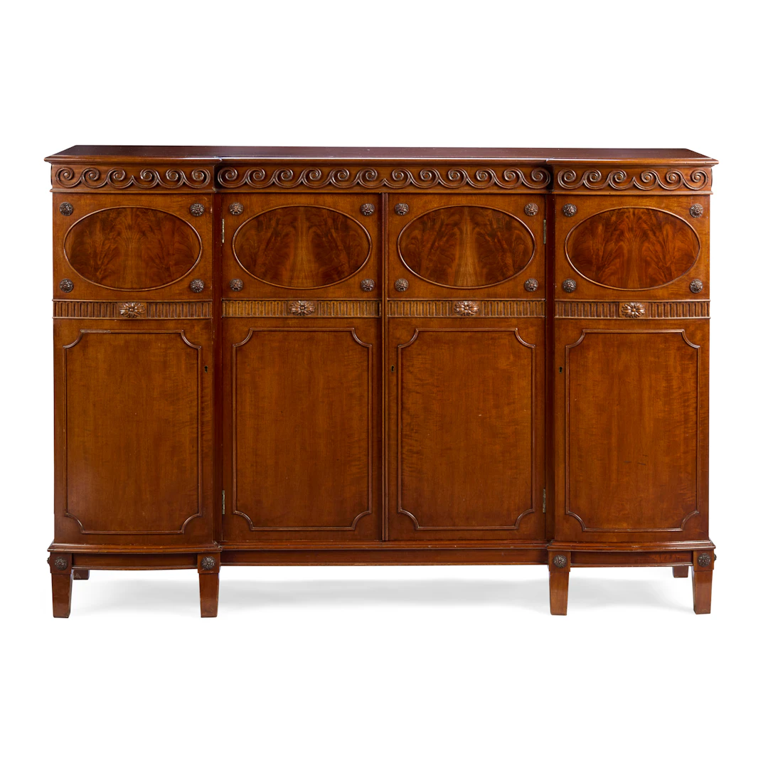 GEORGIAN STYLE MAHOGANY BREAKFRONT SIDE CABINET