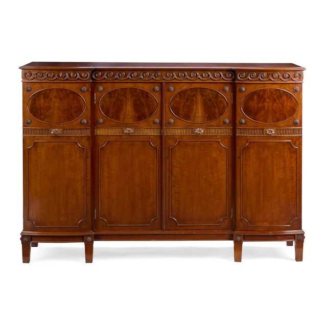 GEORGIAN STYLE MAHOGANY BREAKFRONT SIDE CABINET