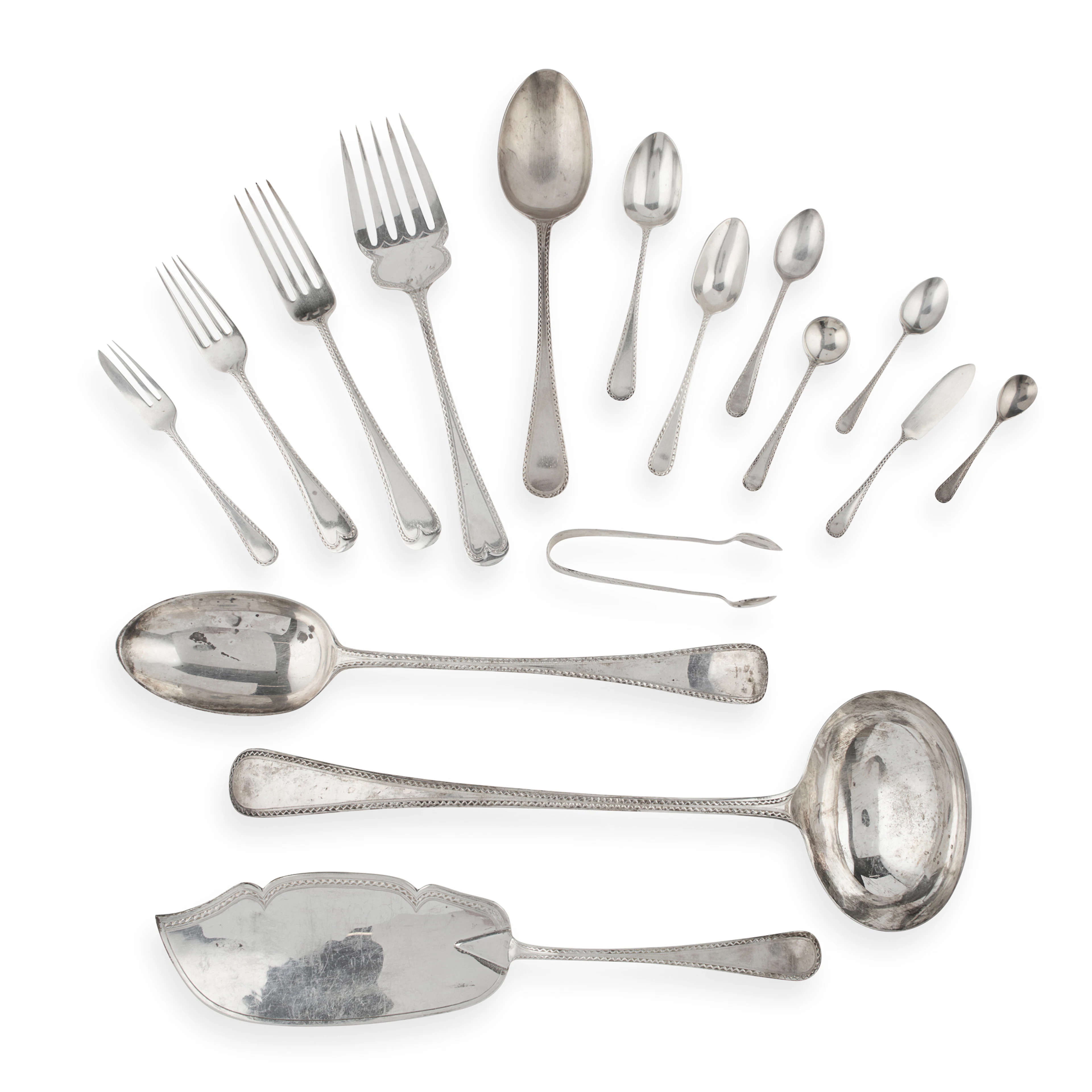 A GEORGE V BRIGHT-CUT PATTERN SUITE OF FLATWARE