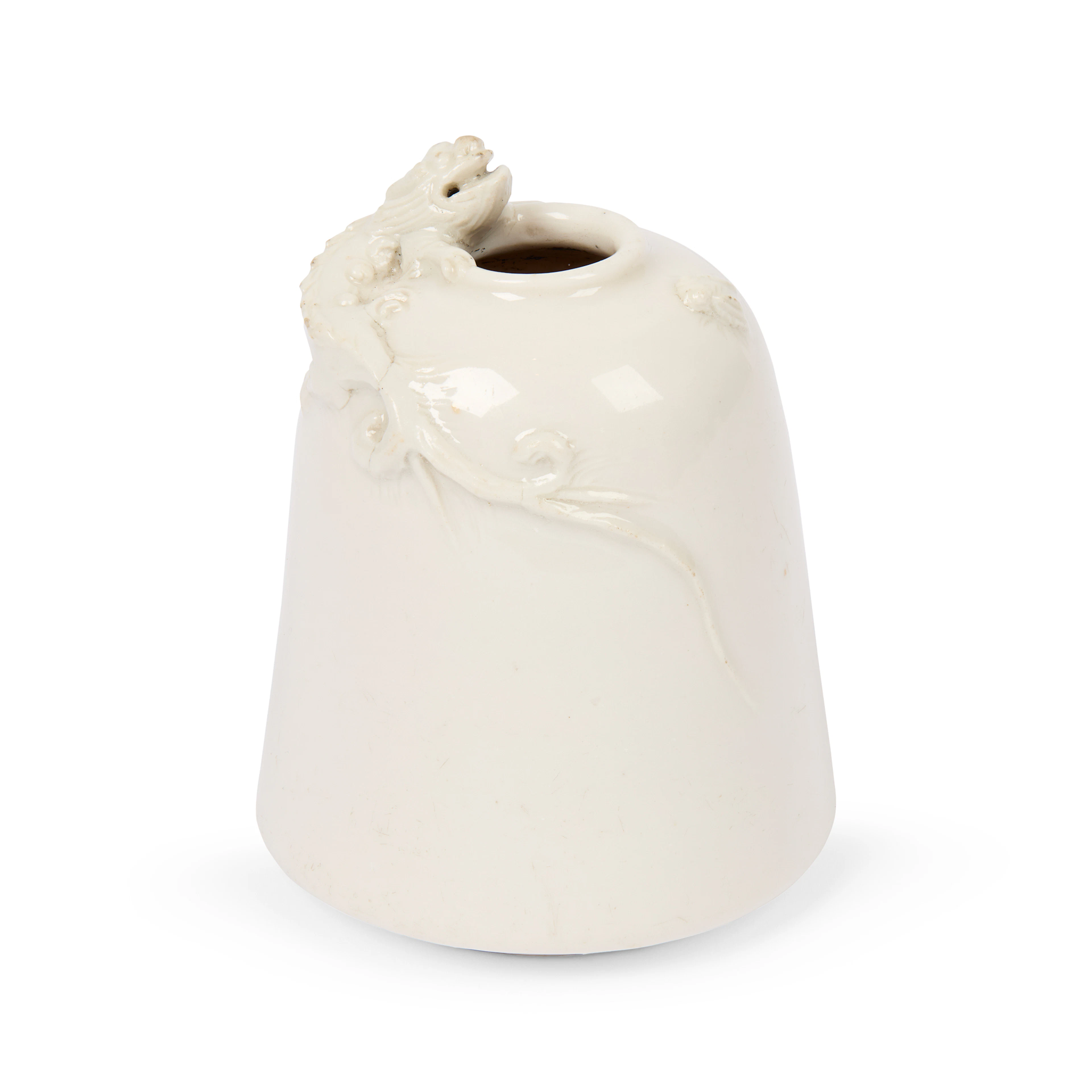 CHINESE DEHUA 'DRAGON AND CICADA' WATER POT