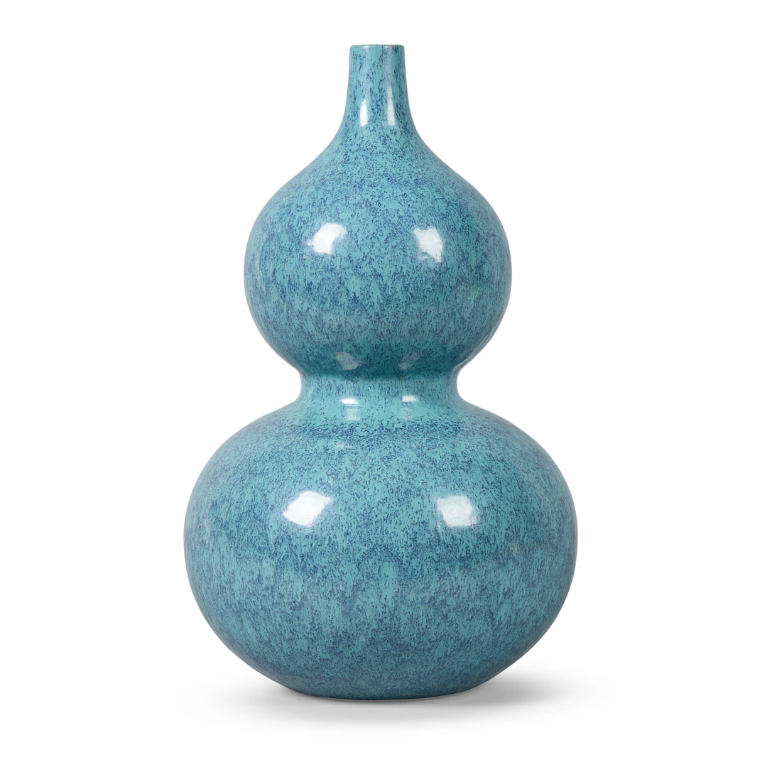 LARGE CHINESE ROBIN'S EGG-GLAZED 'DOUBLE-GOURD' VASE