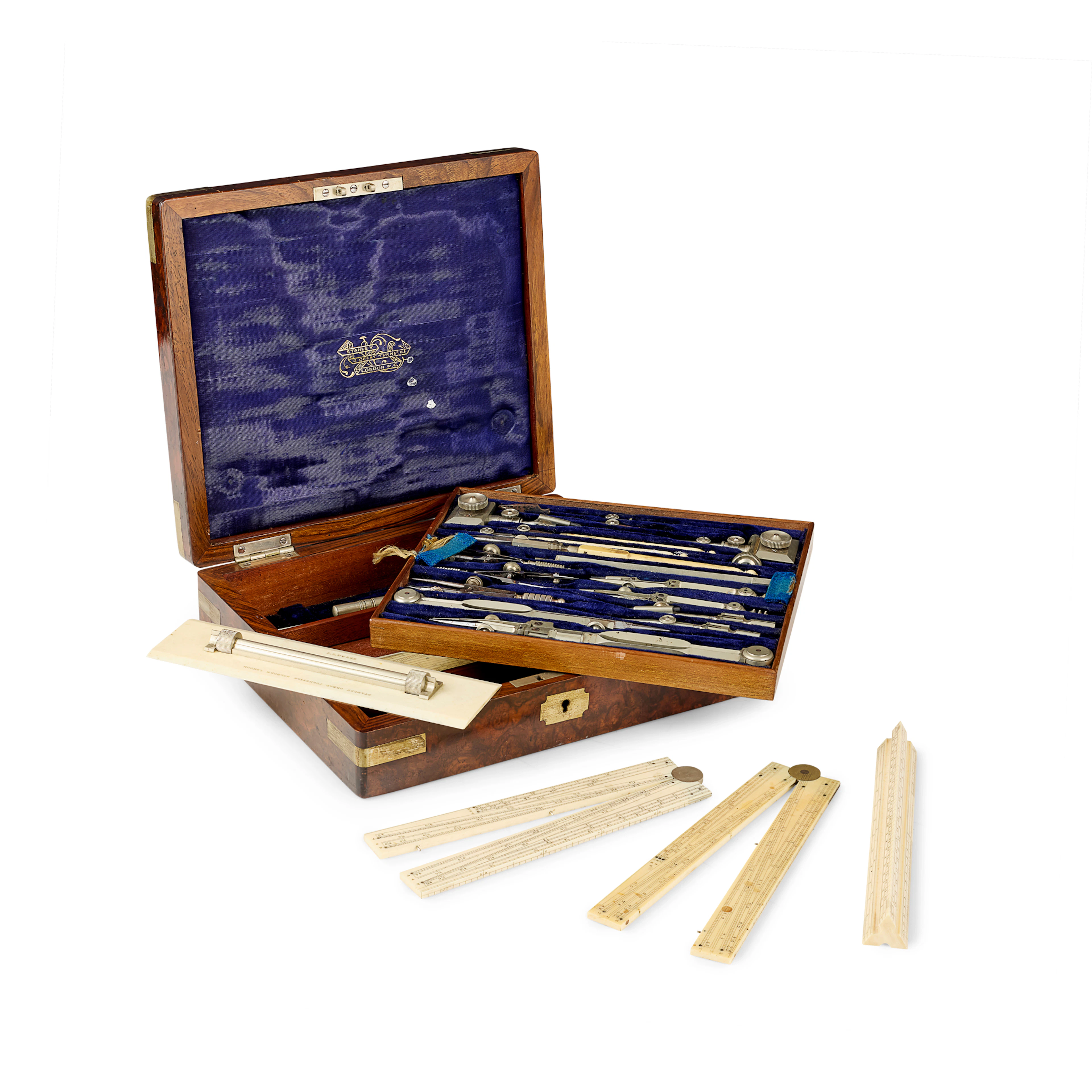VICTORIAN CASED SET OF DRAWING INSTRUMENTS, STANLEY, LONDON