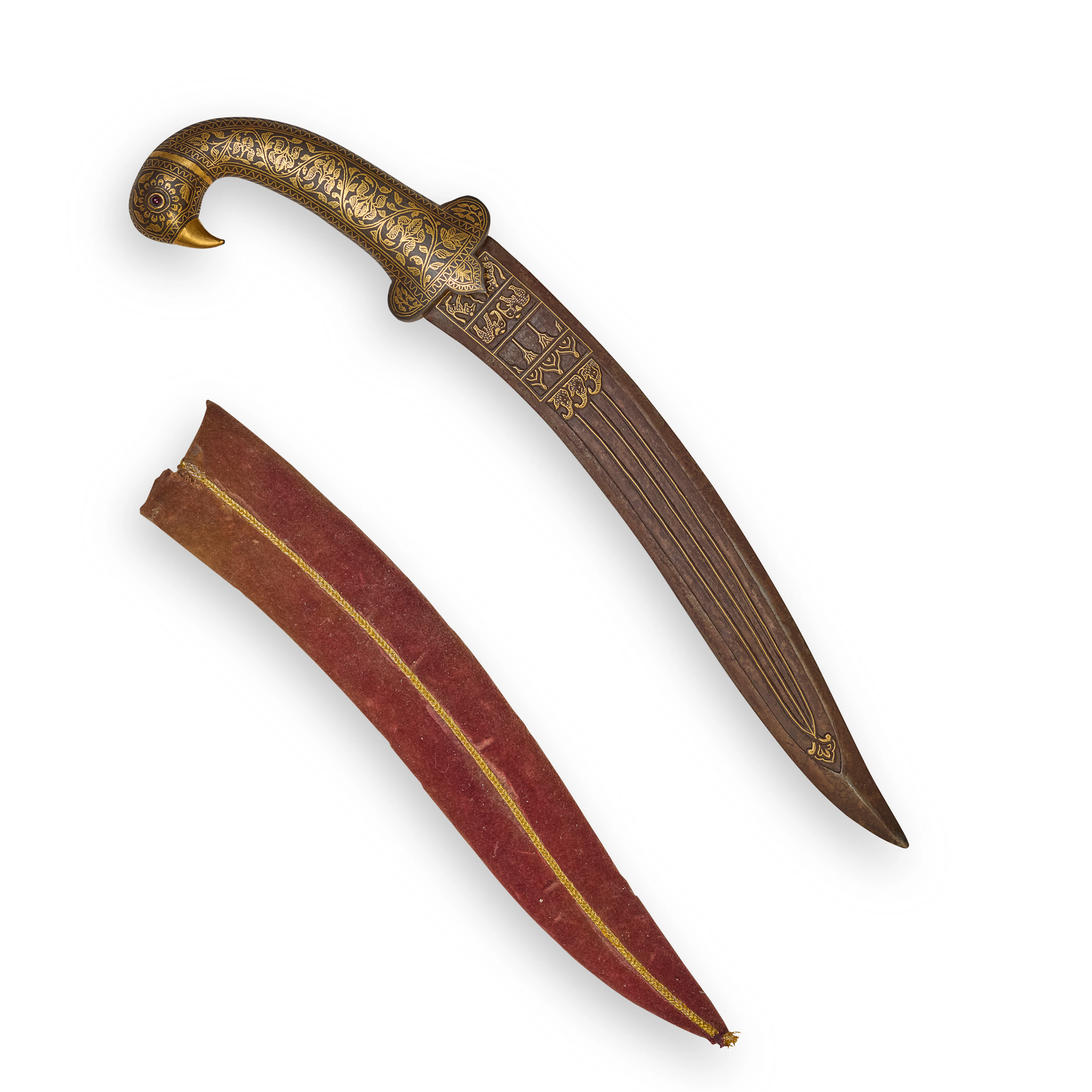 INDO-PERSIAN KHANJAR WITH GOLD AND NIELLO HEAD