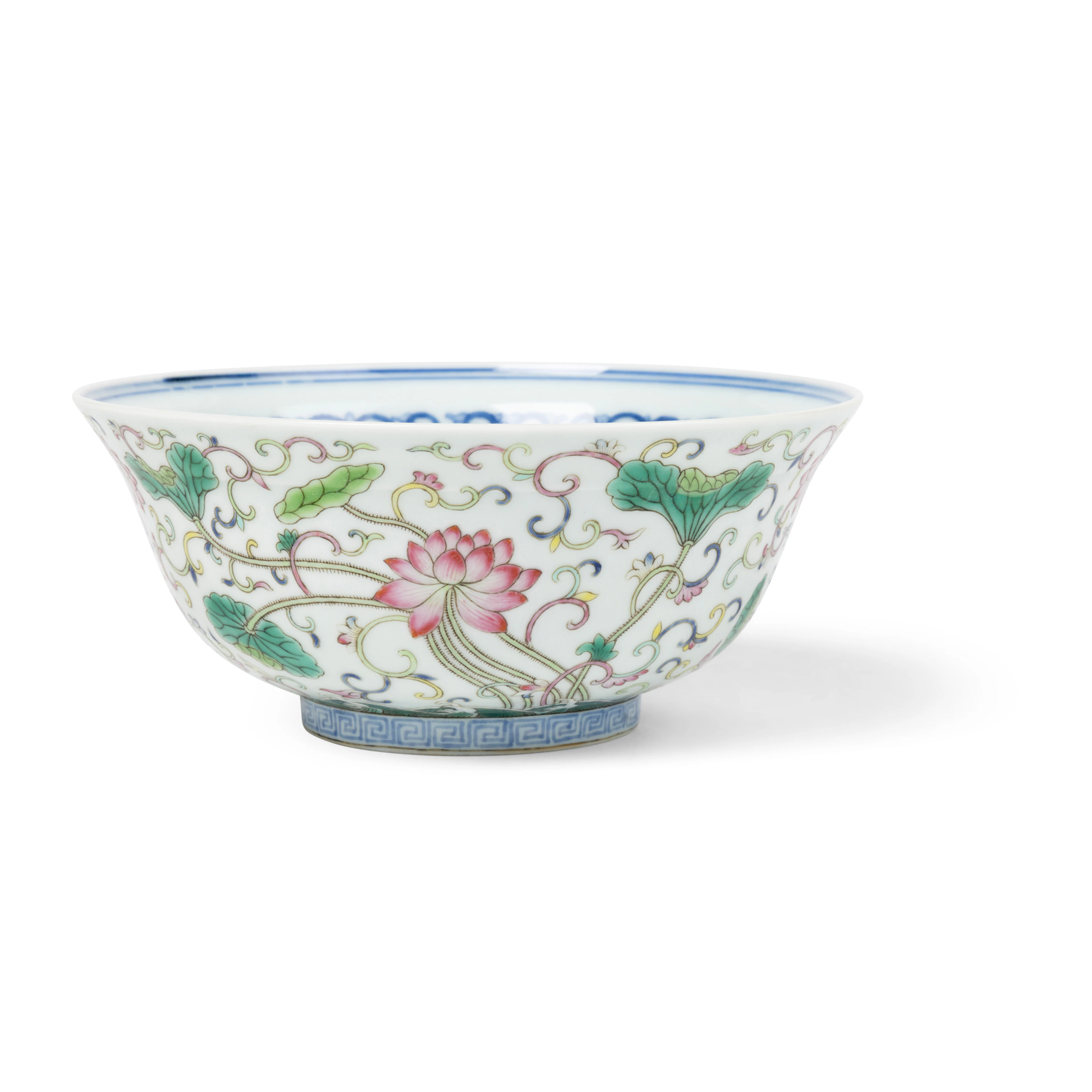 CHINESE UNDERGLAZE BLUE WITH FAMILLE ROSE 'LOTUS' BOWL