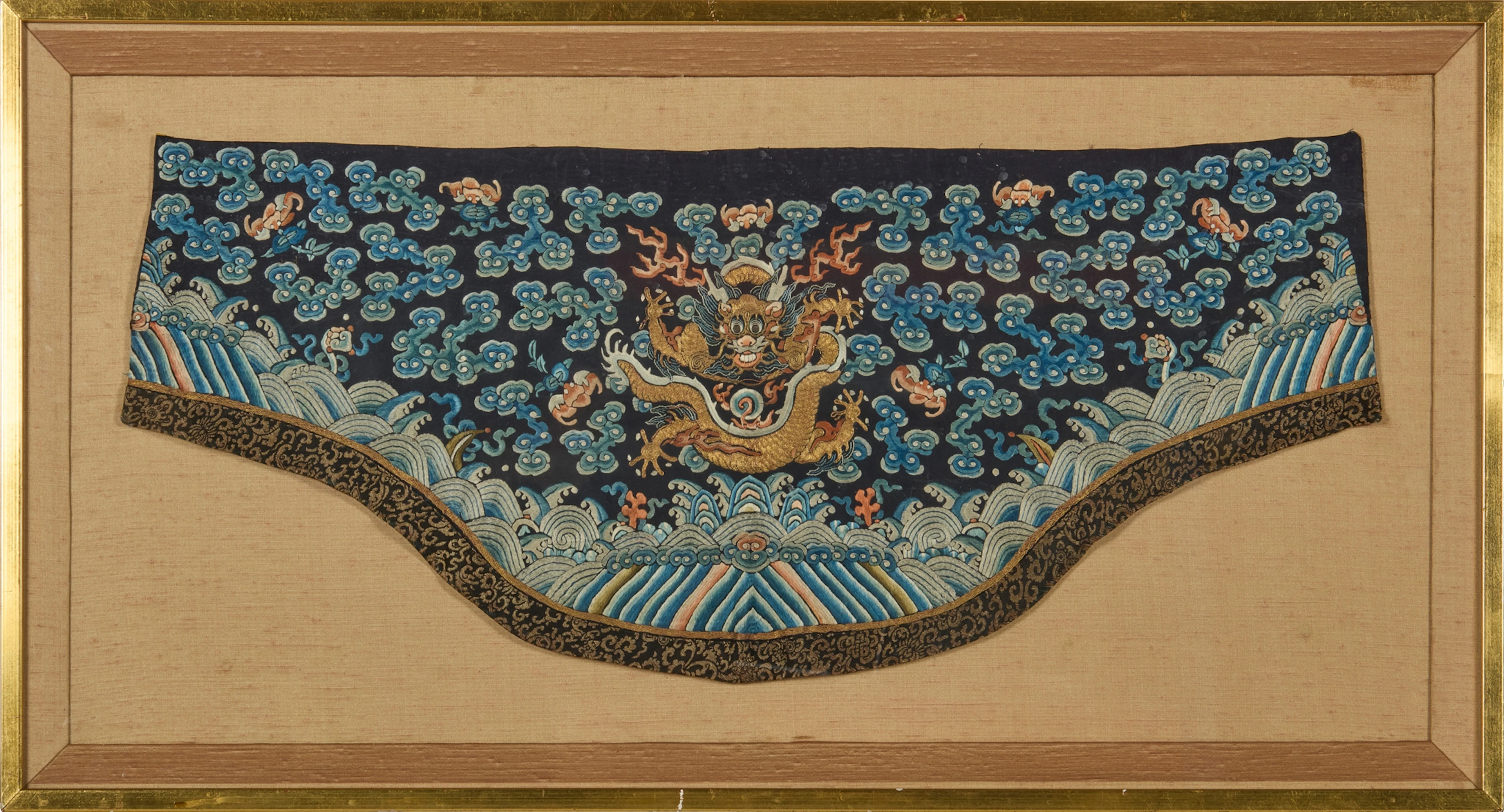 CHINESE SILK EMBROIDERED 'DRAGON' PANEL