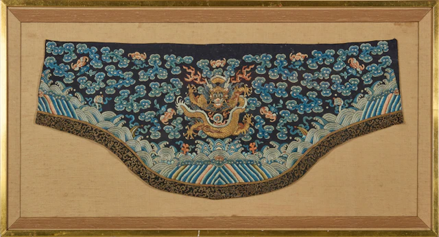 CHINESE SILK EMBROIDERED 'DRAGON' PANEL