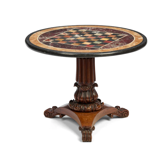 VICTORIAN SPECIMEN MARBLE AND MAHOGANY LOW TABLE