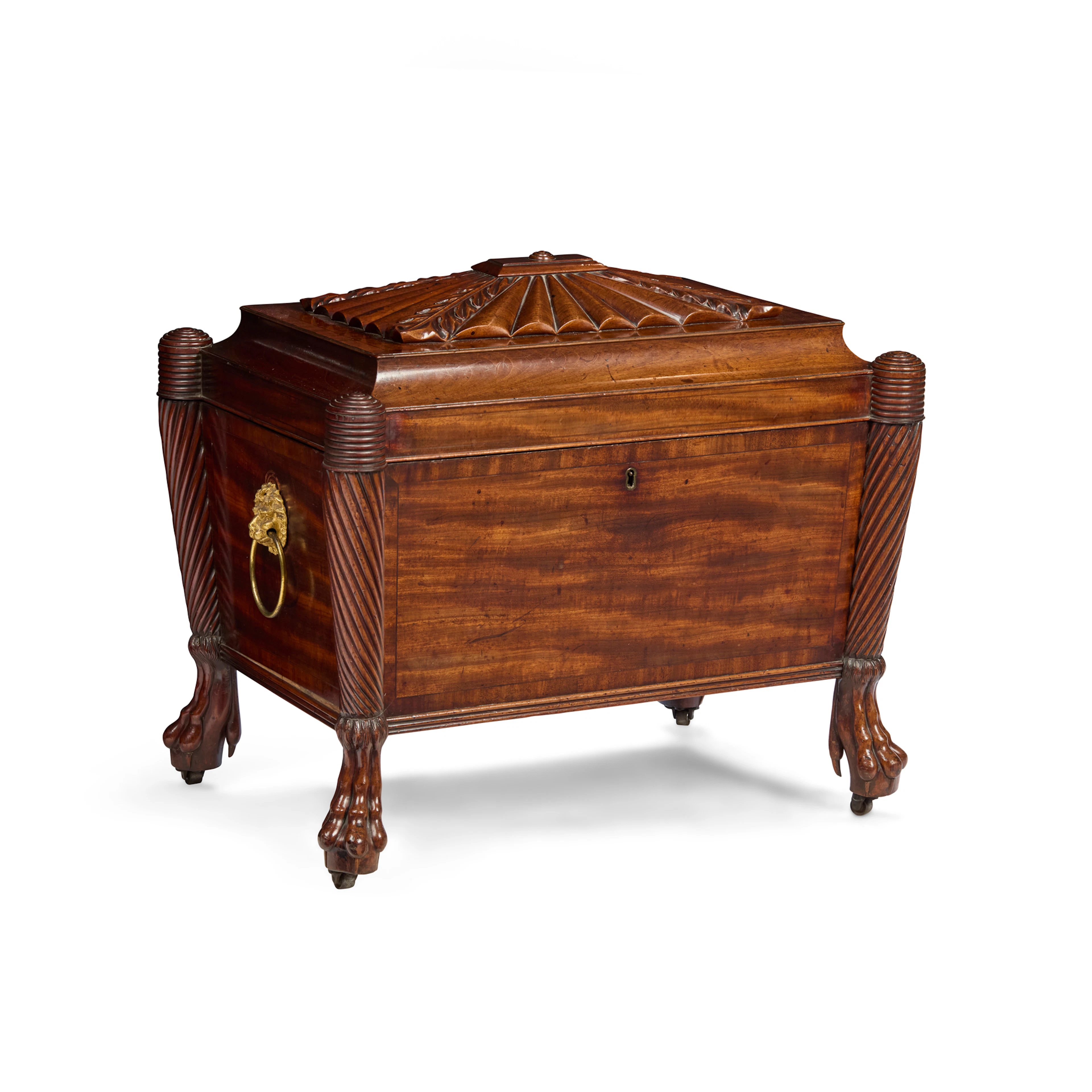 LATE GEORGE III MAHOGANY WINE COOLER, IN THE MANNER OF GILLOWS